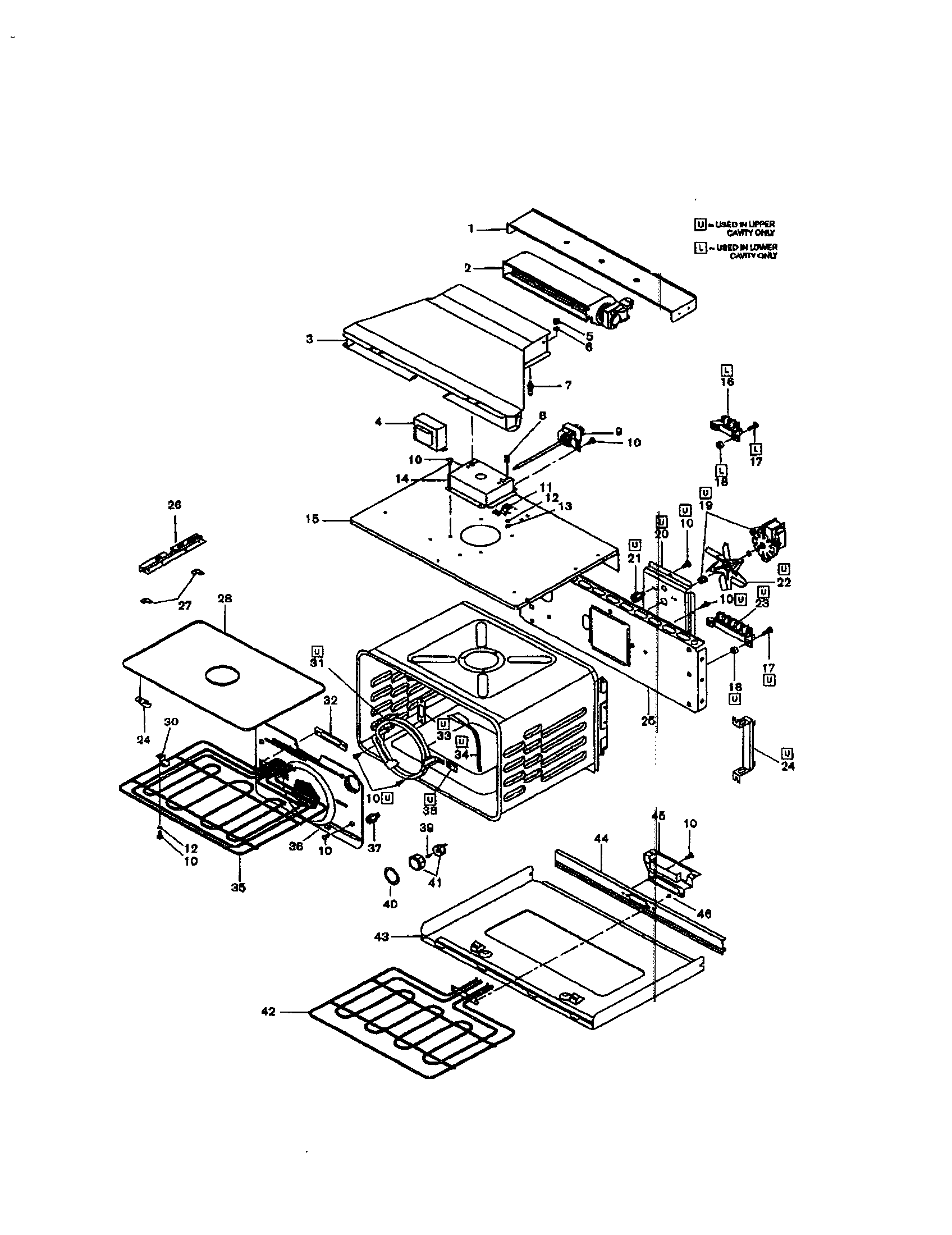 Bosch HBL655 cavity, upper and lower diagram