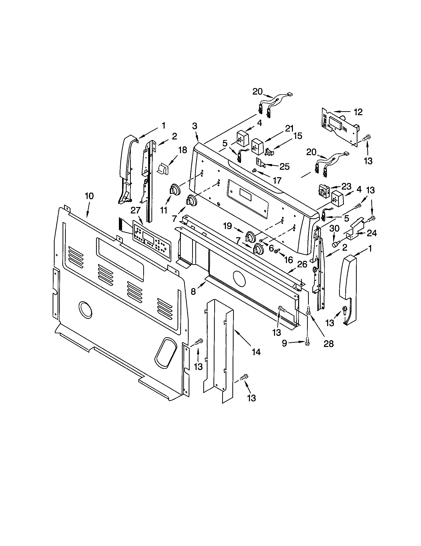 Kenmore 66595015102 control panel diagram