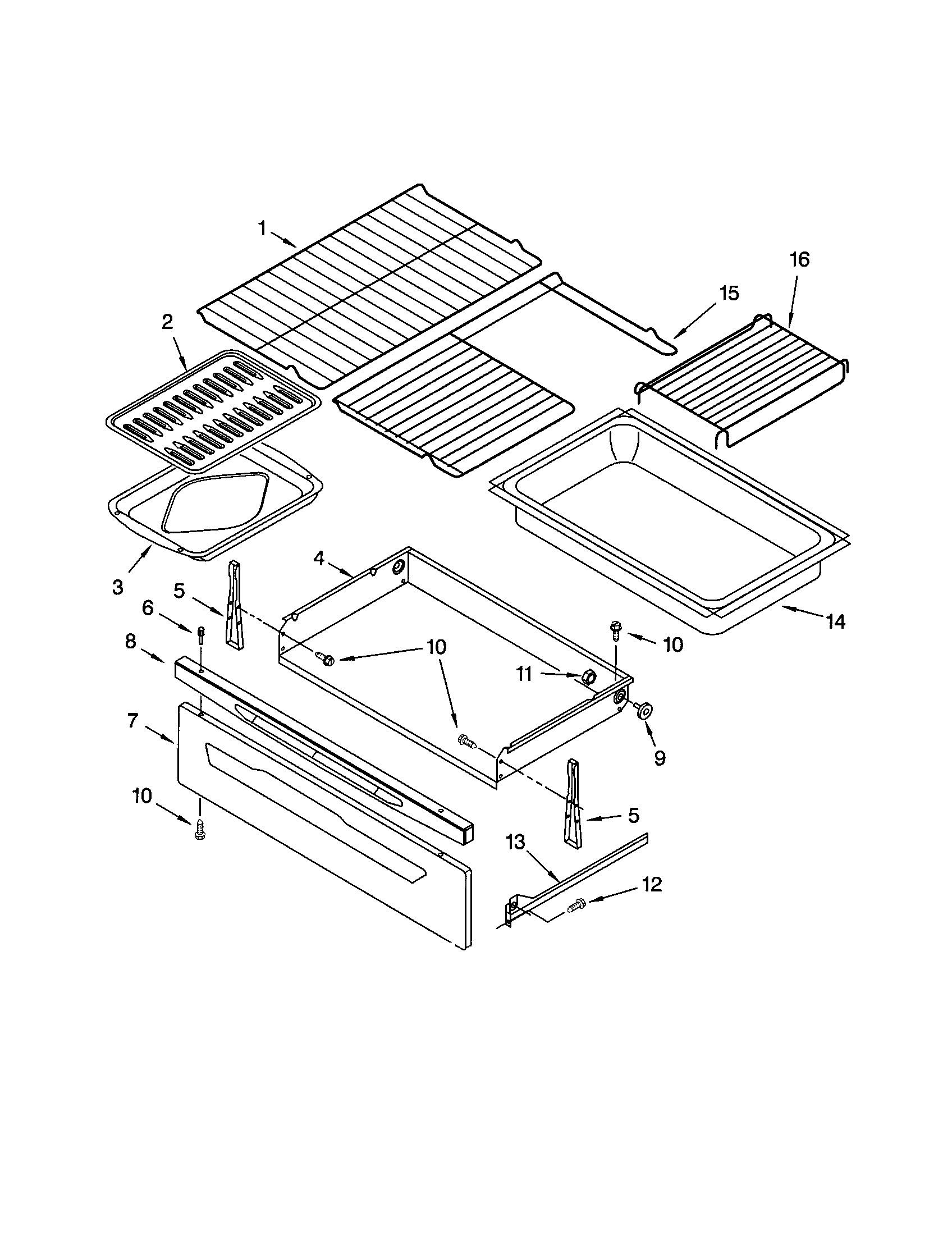 Kenmore 66595015102 drawer and broiler diagram
