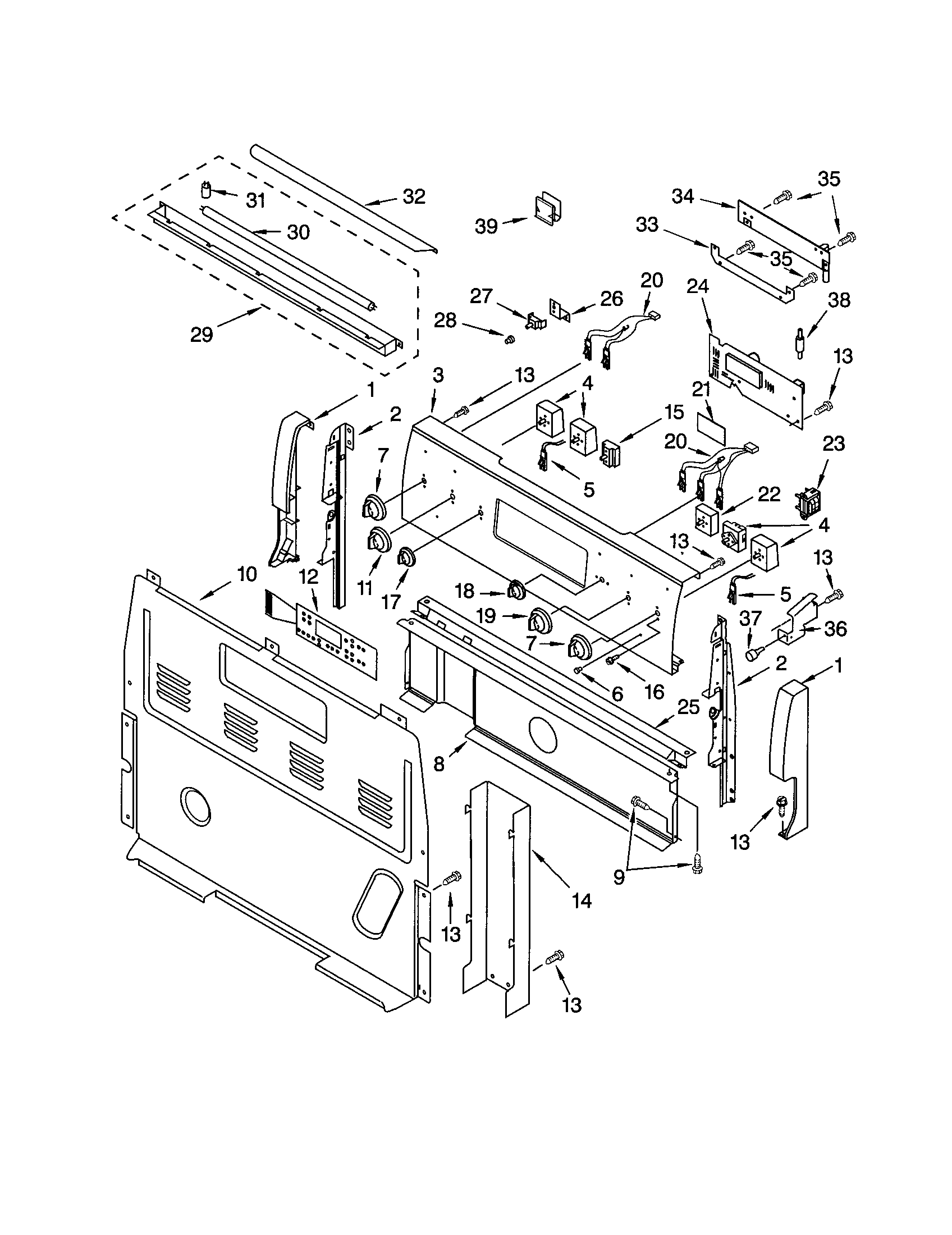 Kenmore 66595822002 control panel diagram