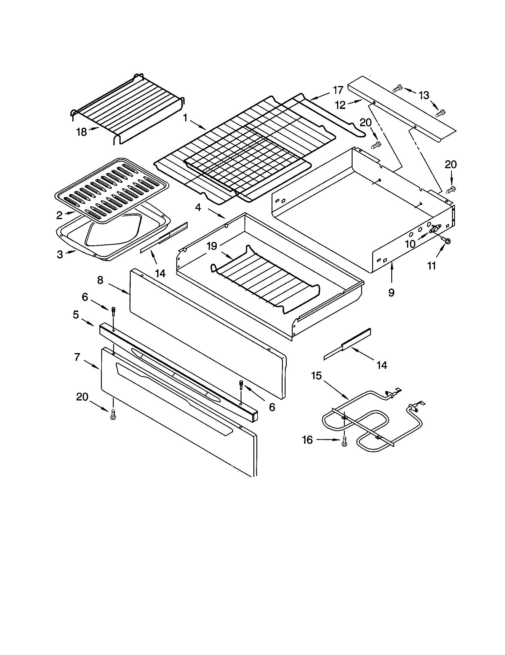 Kenmore 66595822002 warming drawer and broiler diagram