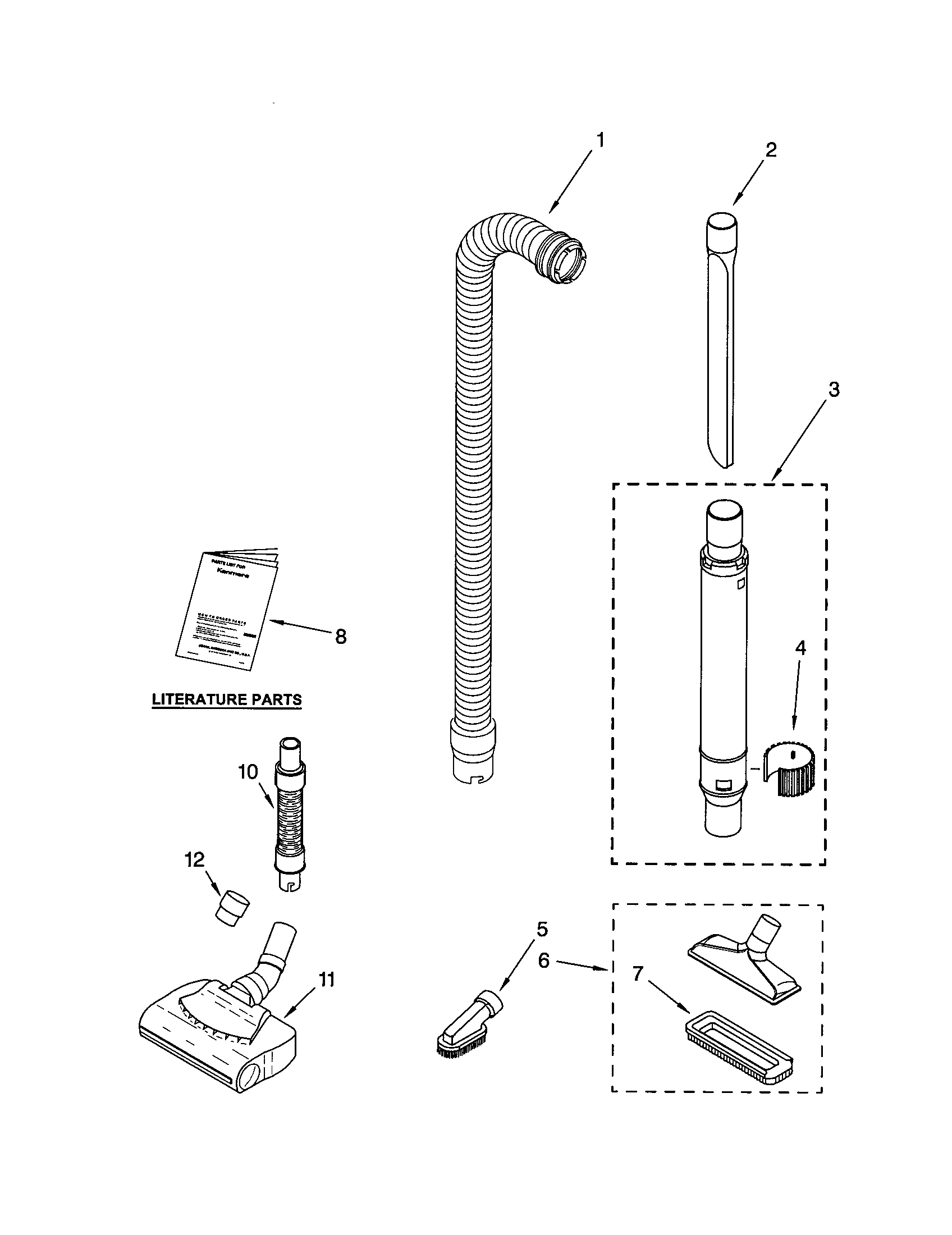 Kenmore 11631912100 hose and attachment diagram
