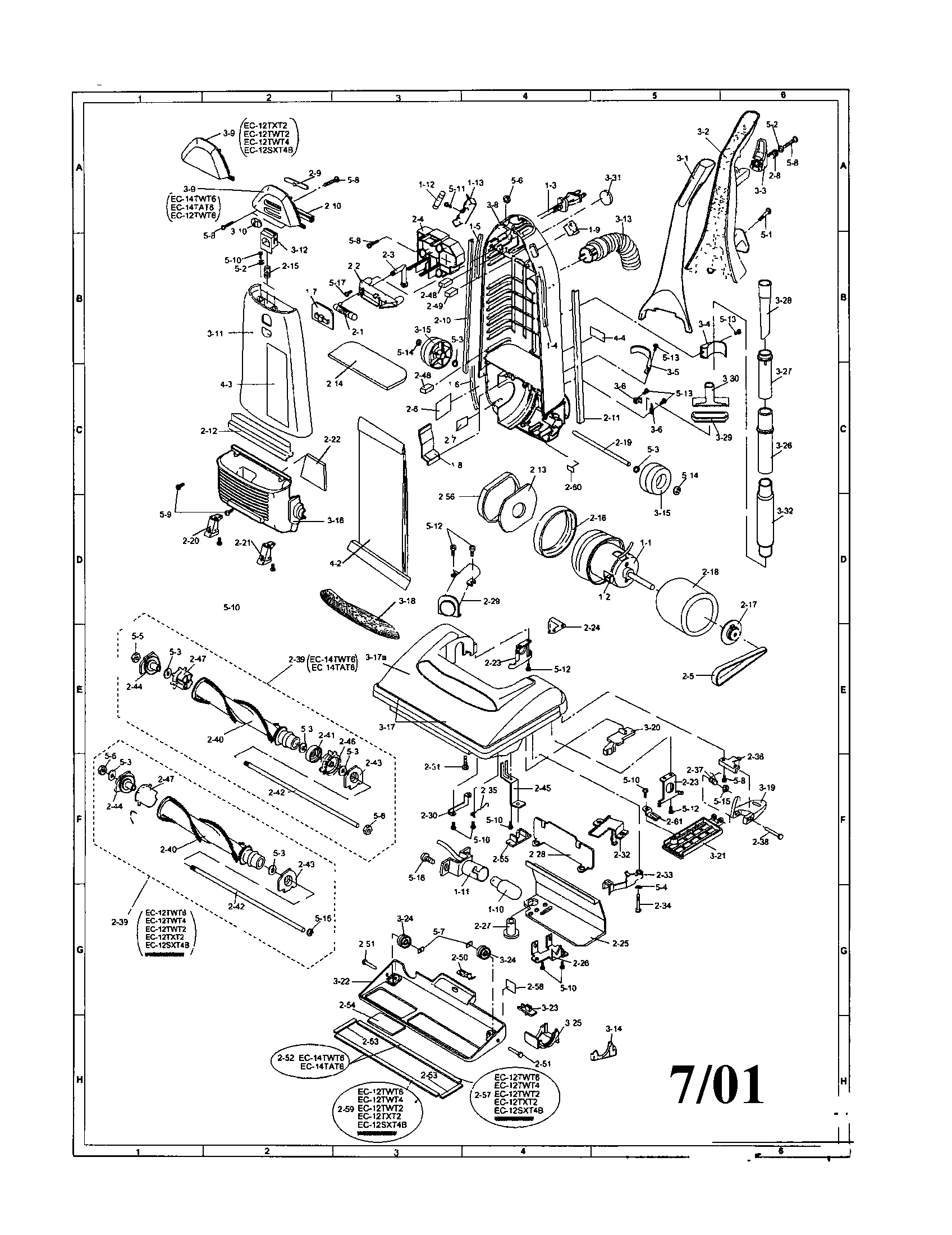 Sharp EC-12SXT5 upright vac diagram