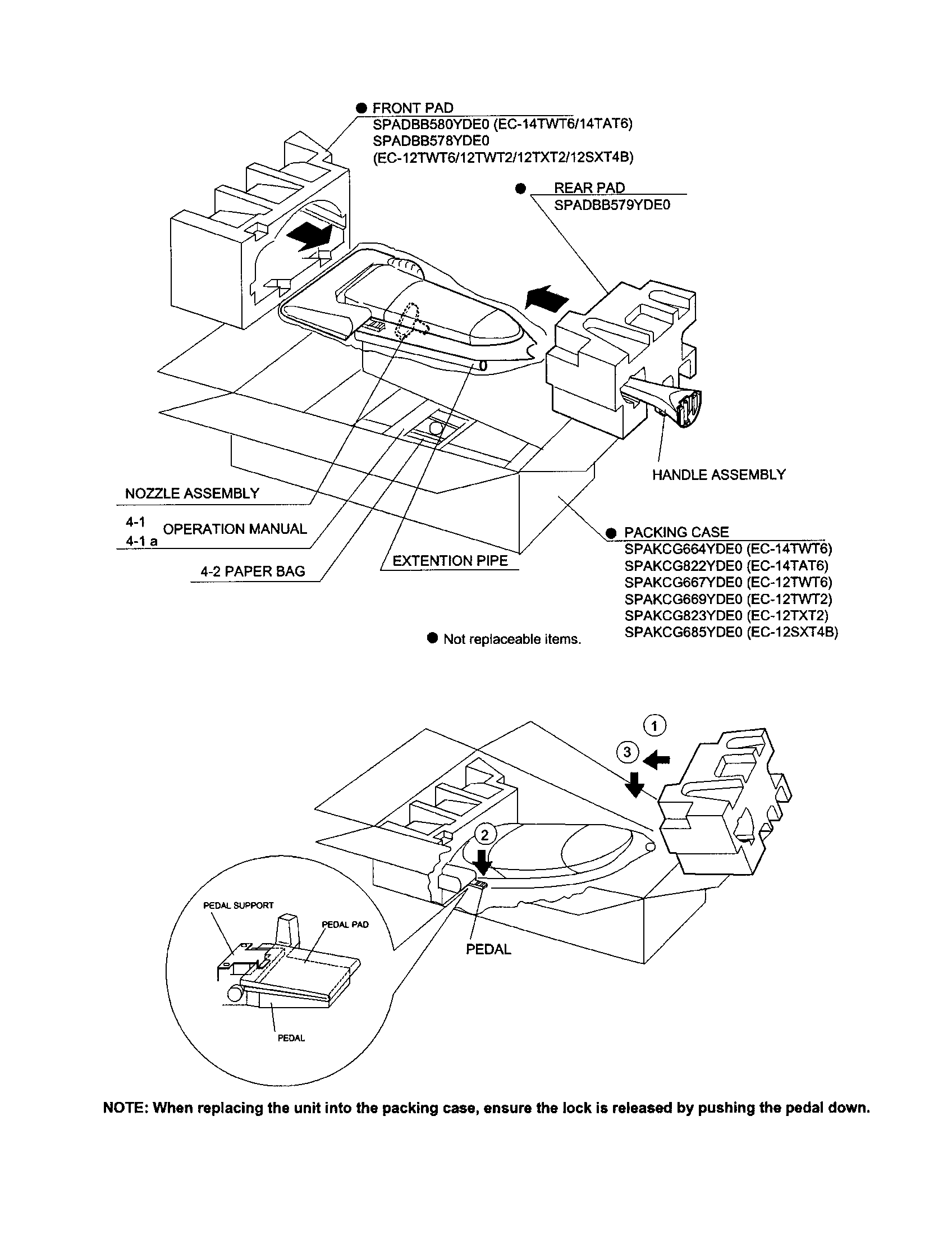 Sharp EC-12SXT5 handle/packing diagram