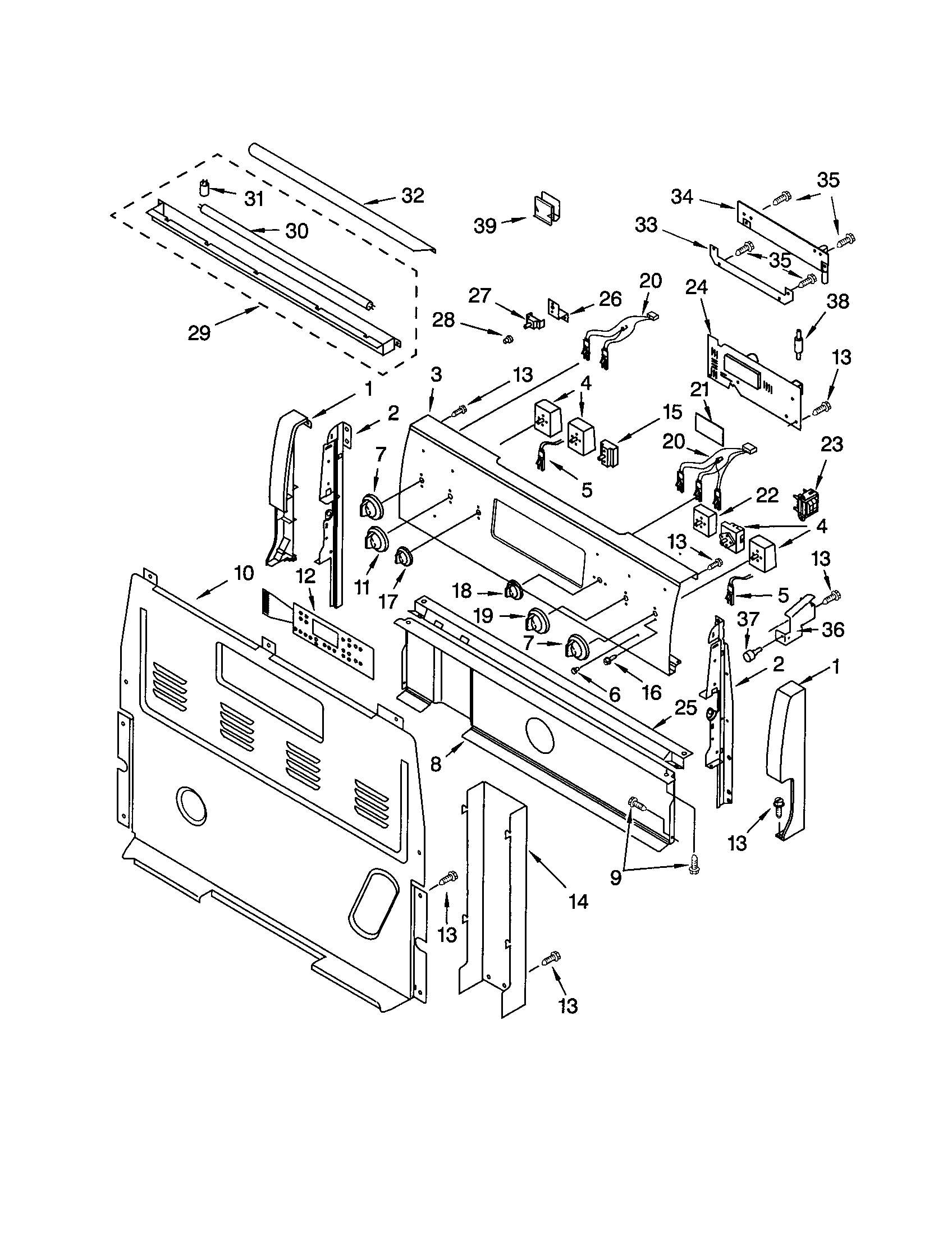 Kenmore 66595822003 control panel diagram