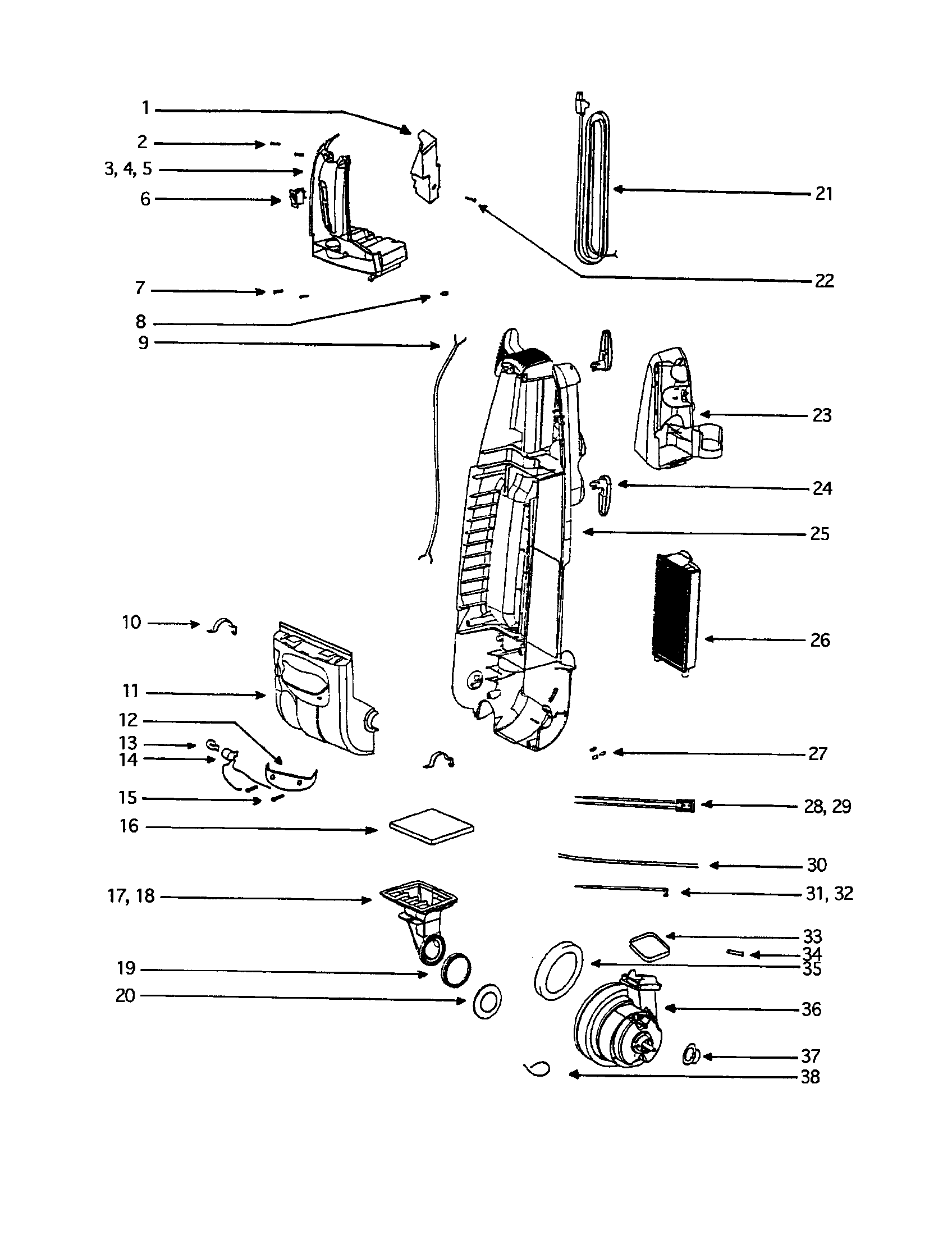 Eureka 5195AT motor cover diagram