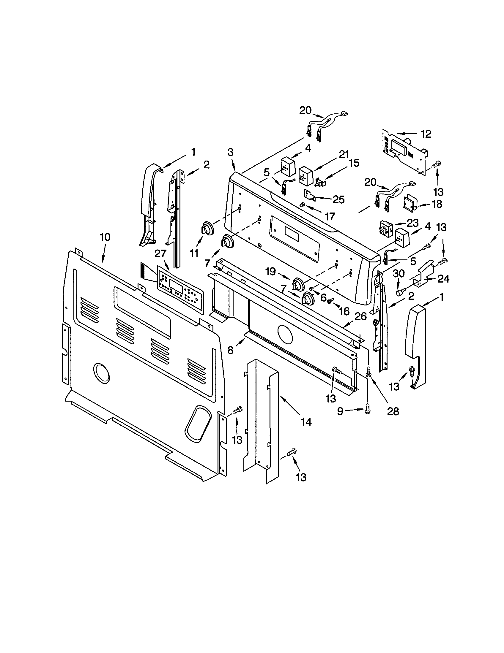Kenmore 66595024101 control panel diagram
