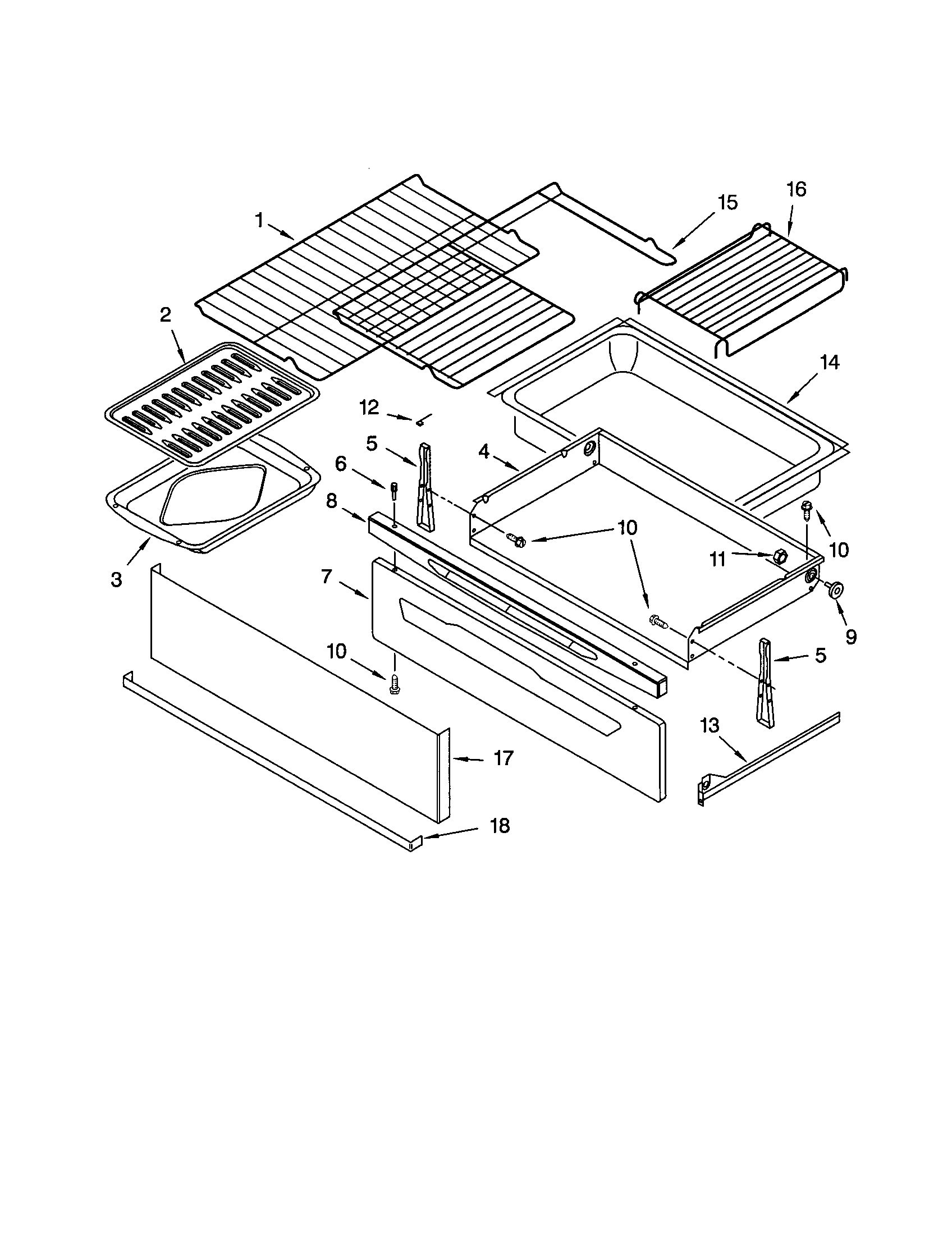 Kenmore 66595024101 drawer and broiler diagram