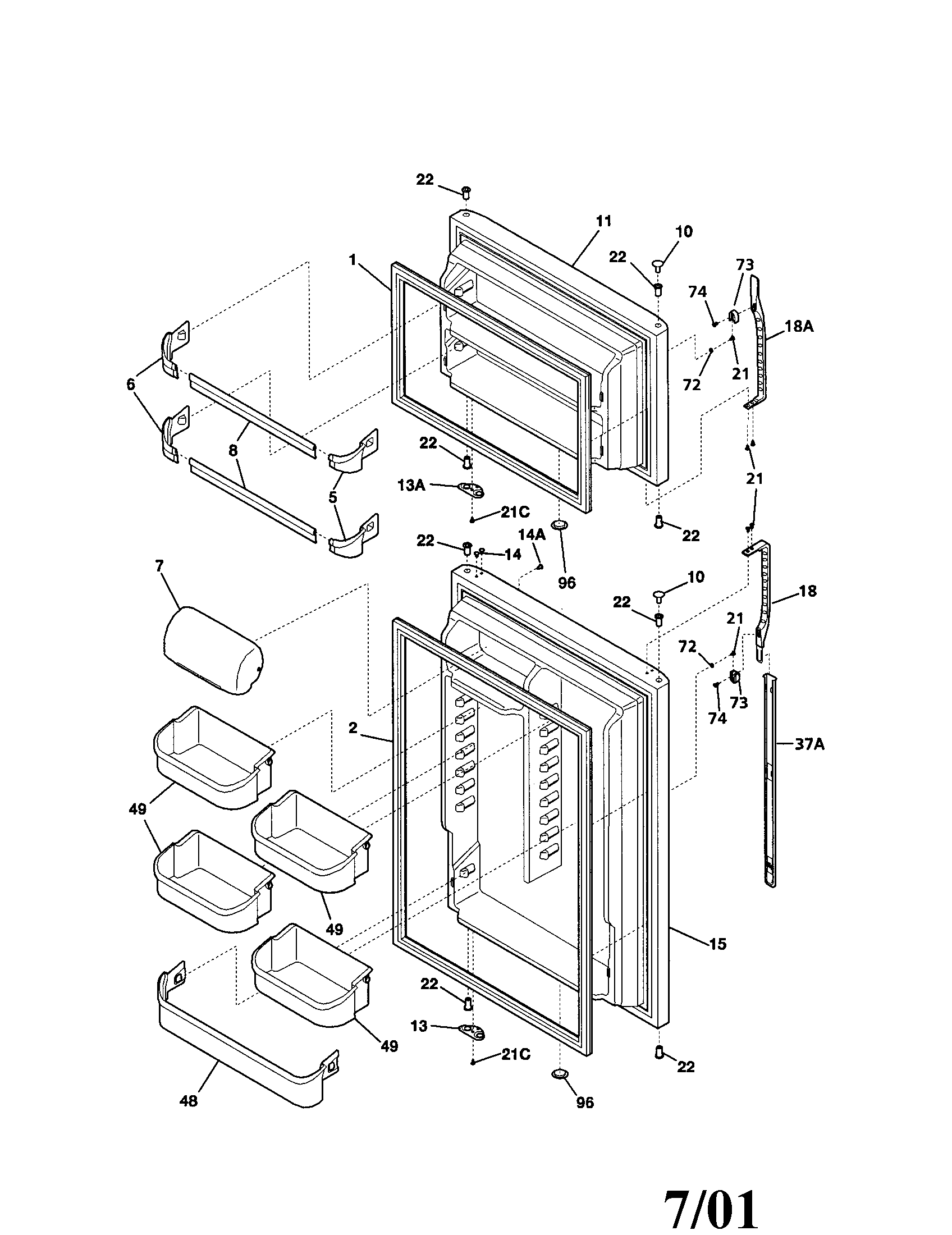 Kenmore 25361882104 door diagram