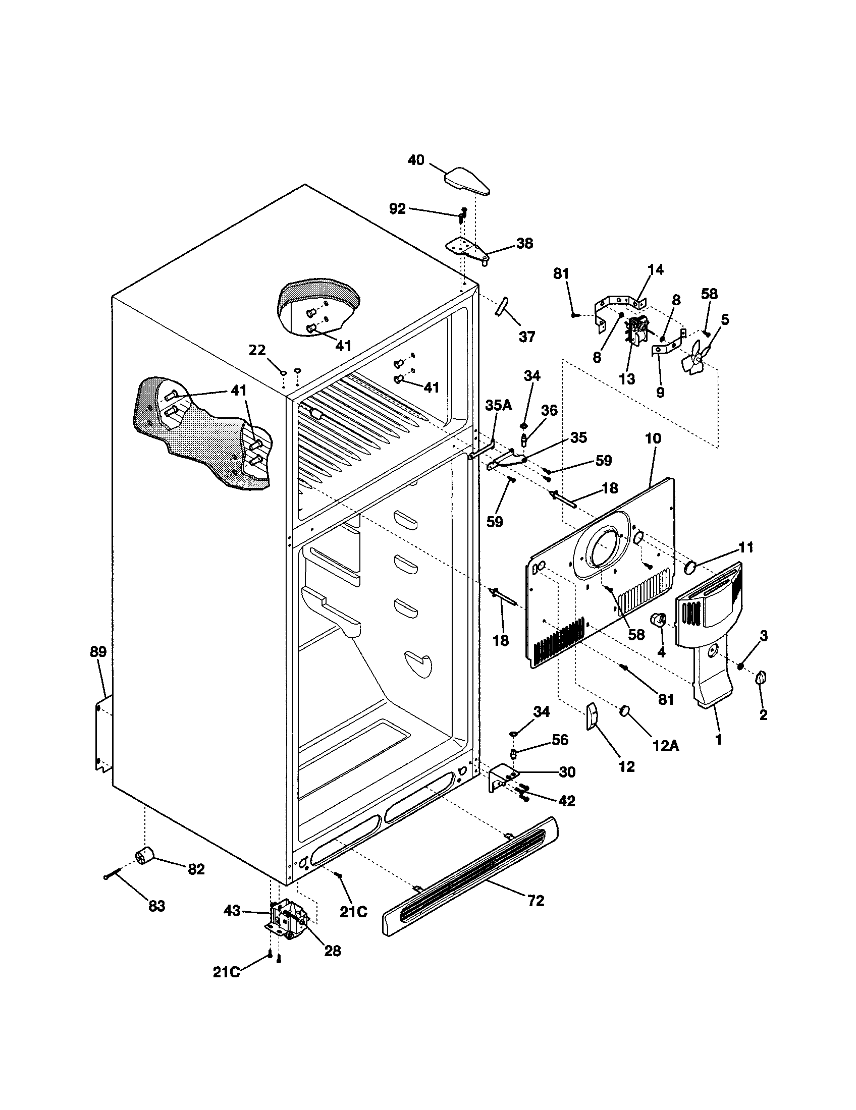 Kenmore 25361882104 cabinet diagram