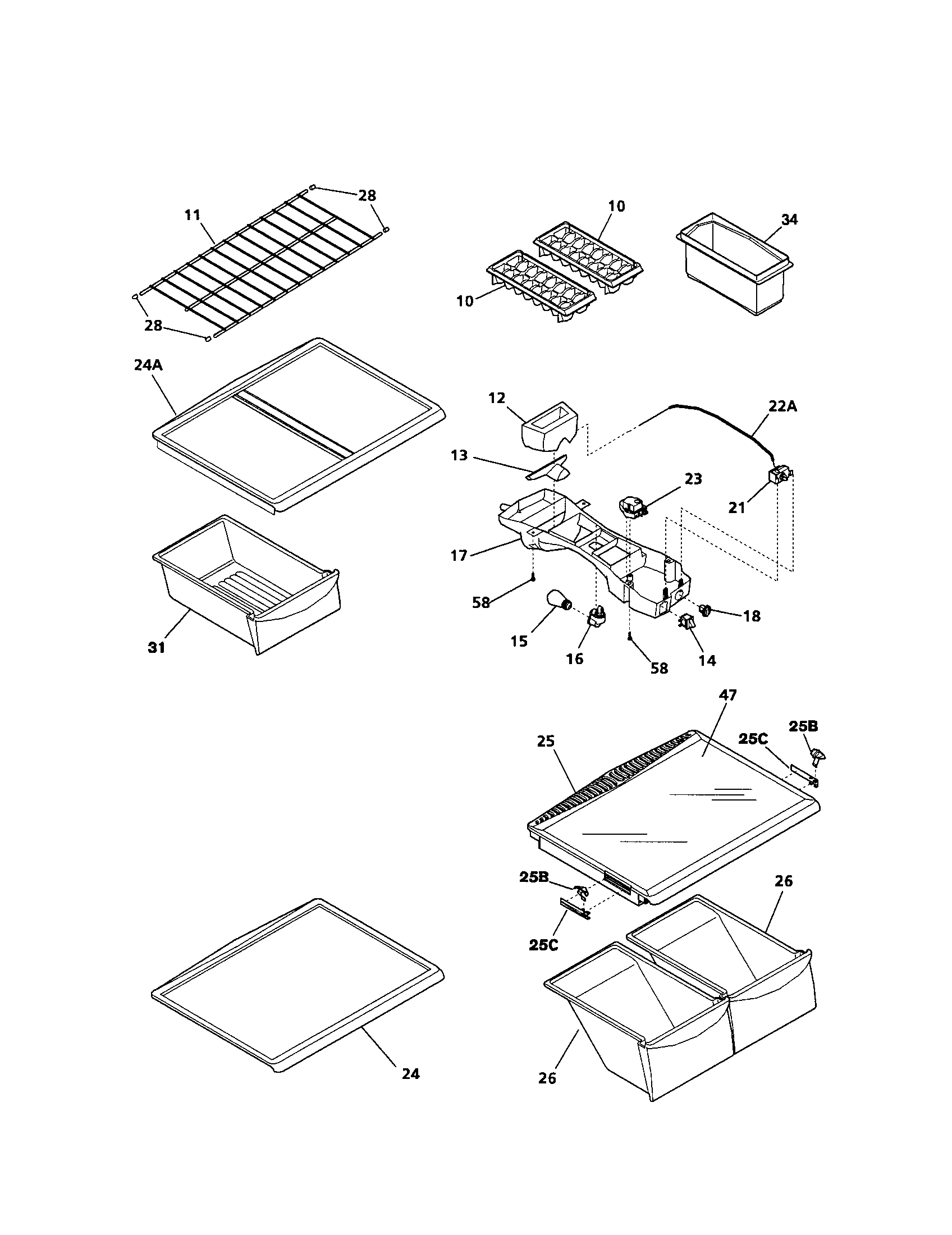Kenmore 25361882104 shelves diagram