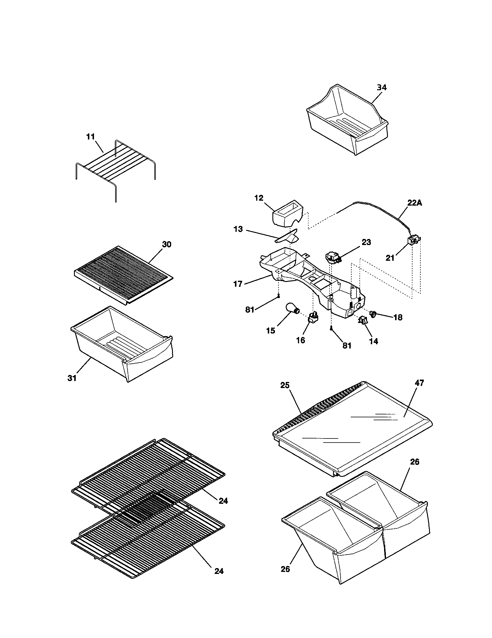 Kenmore 25371792104 shelves diagram
