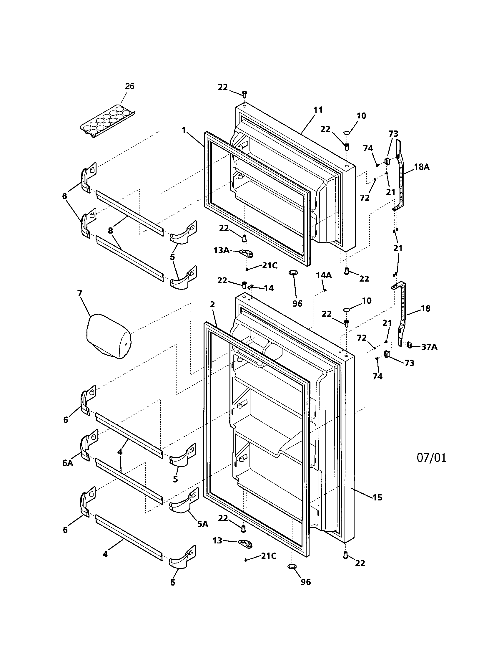 Kenmore 25331627100 door diagram