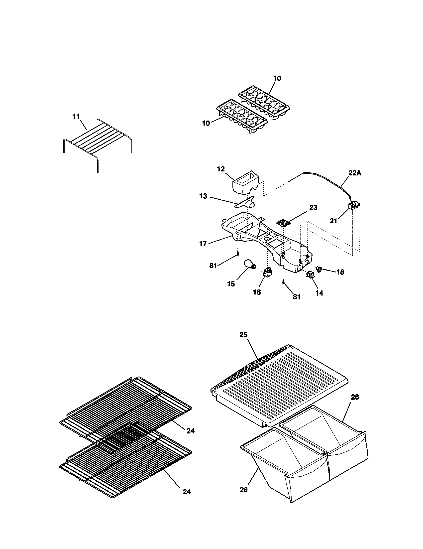 Kenmore 25331627100 shelves diagram