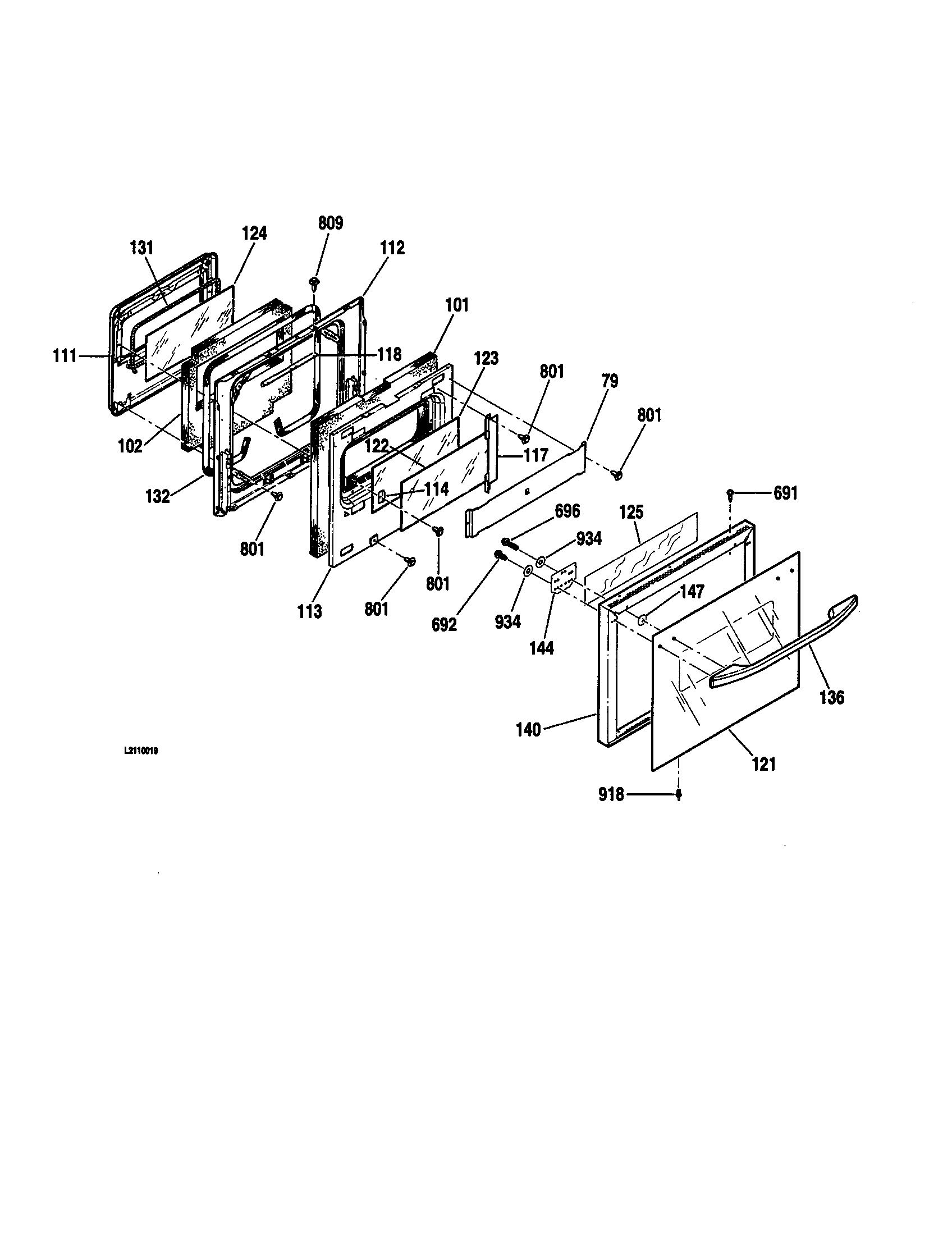 Kenmore 91141389892 upper door diagram
