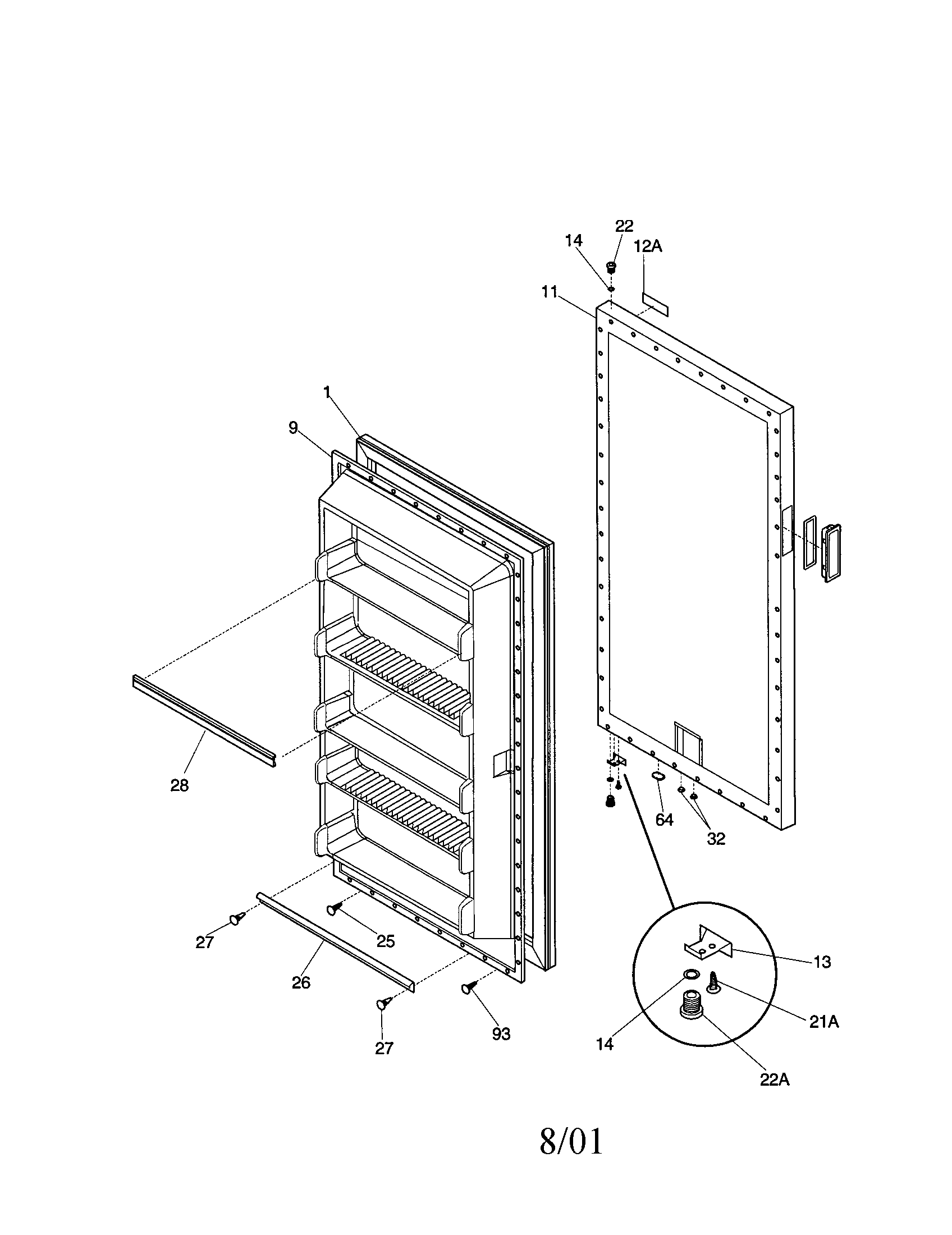 Kenmore 25321402101 door diagram