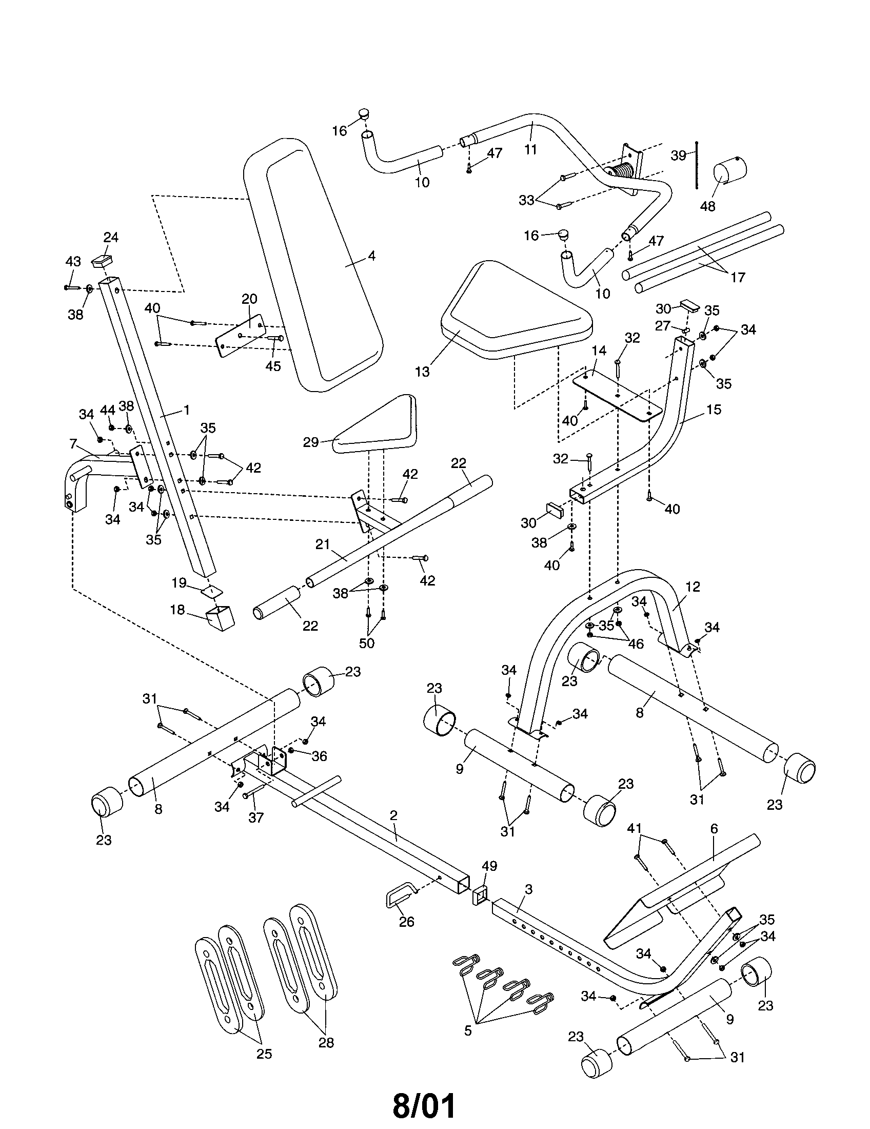 Weider WEBE09913 frame assembly diagram