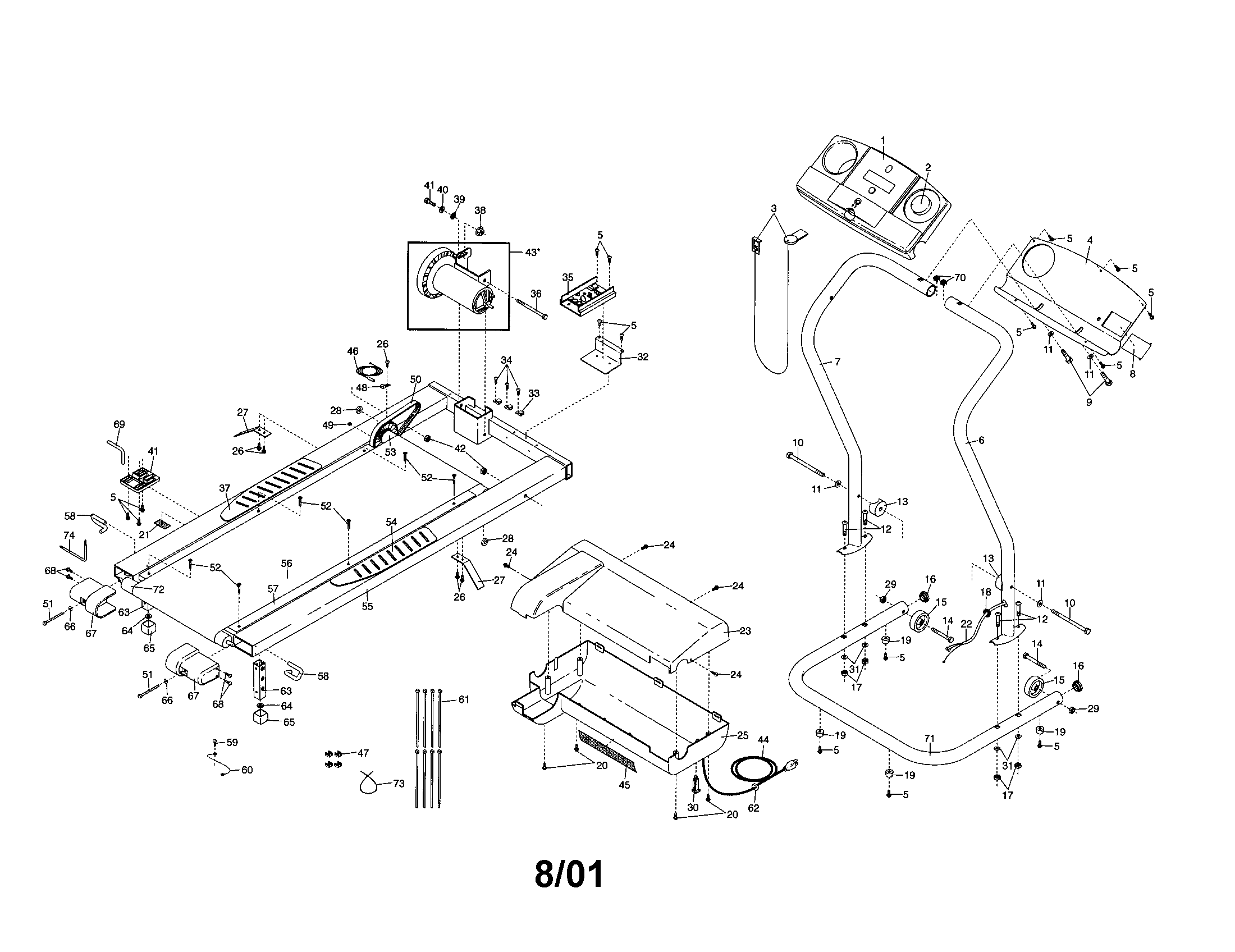 Weslo WLTL19010 frame assembly diagram