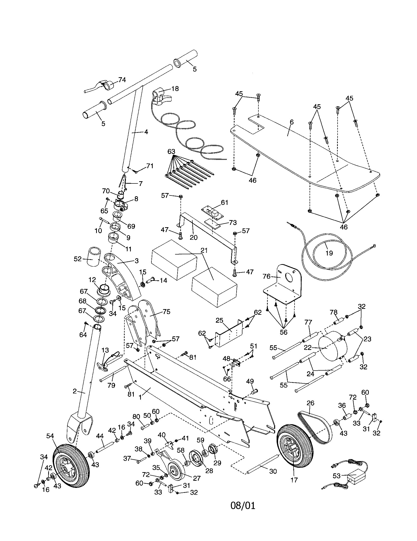 Weslo MTSC19800 frame assembly diagram