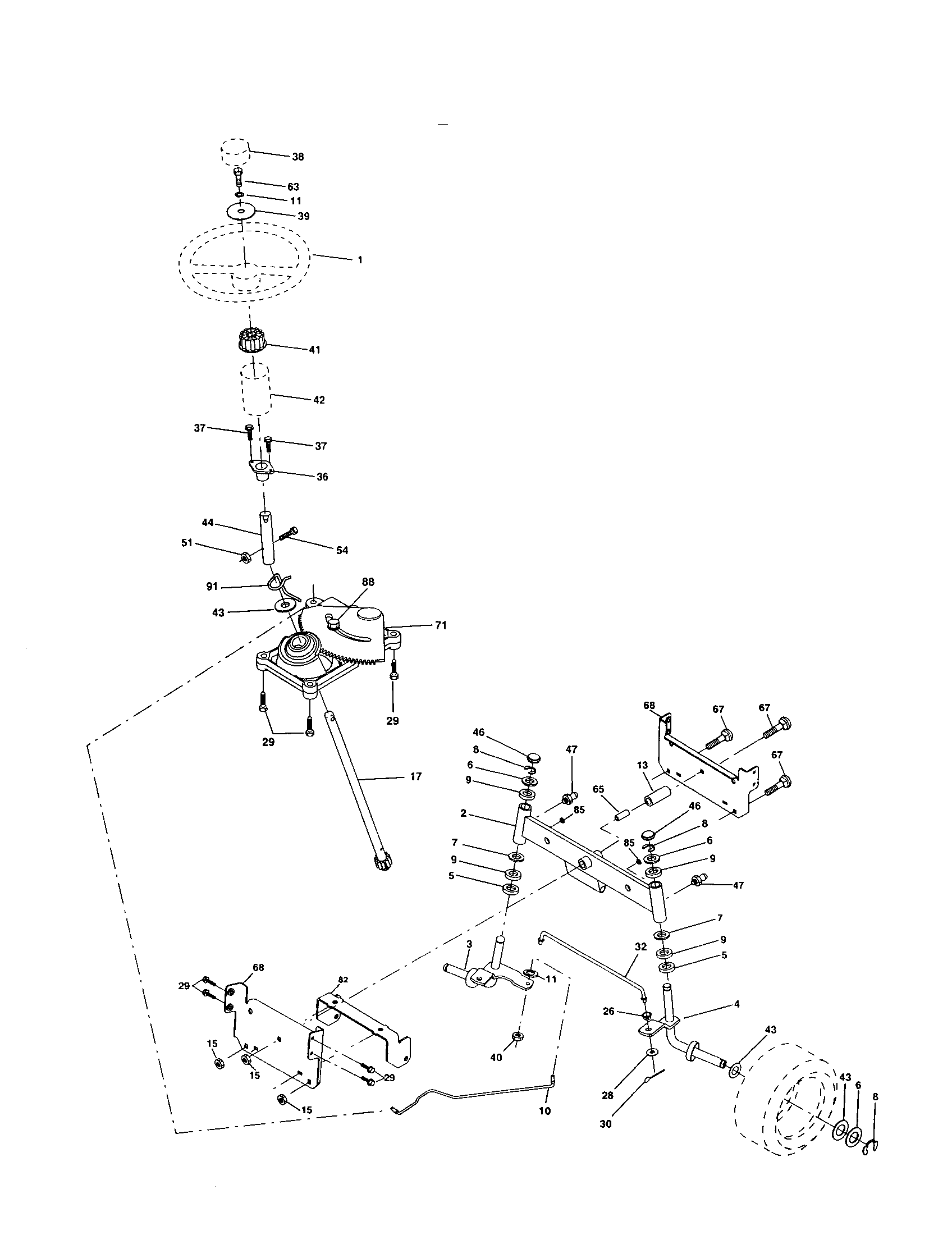 Craftsman 917250370 steering assembly diagram