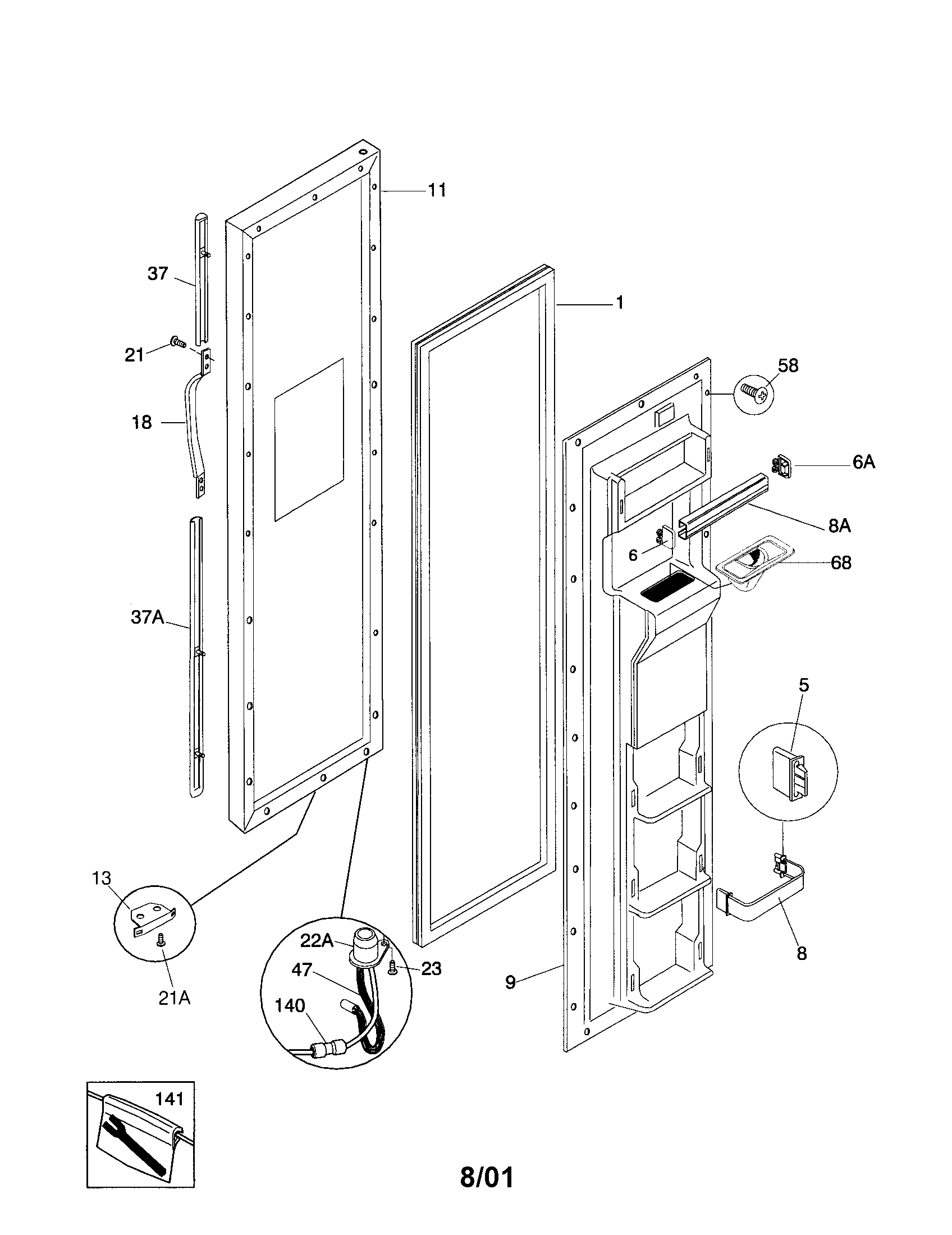 Frigidaire FRS26ZGHD1 freezer door diagram