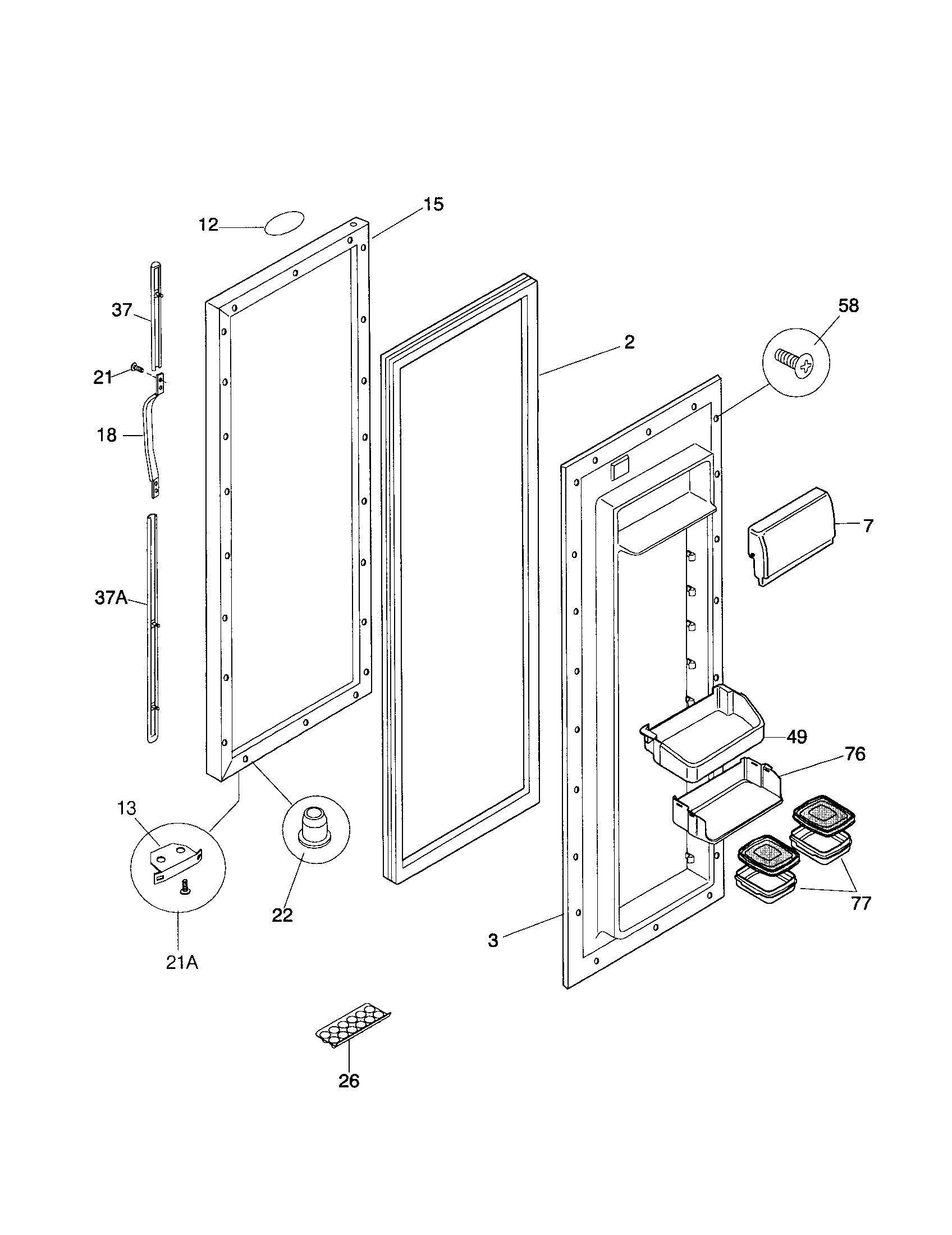 Frigidaire FRS26ZGHD1 refrigerator door diagram
