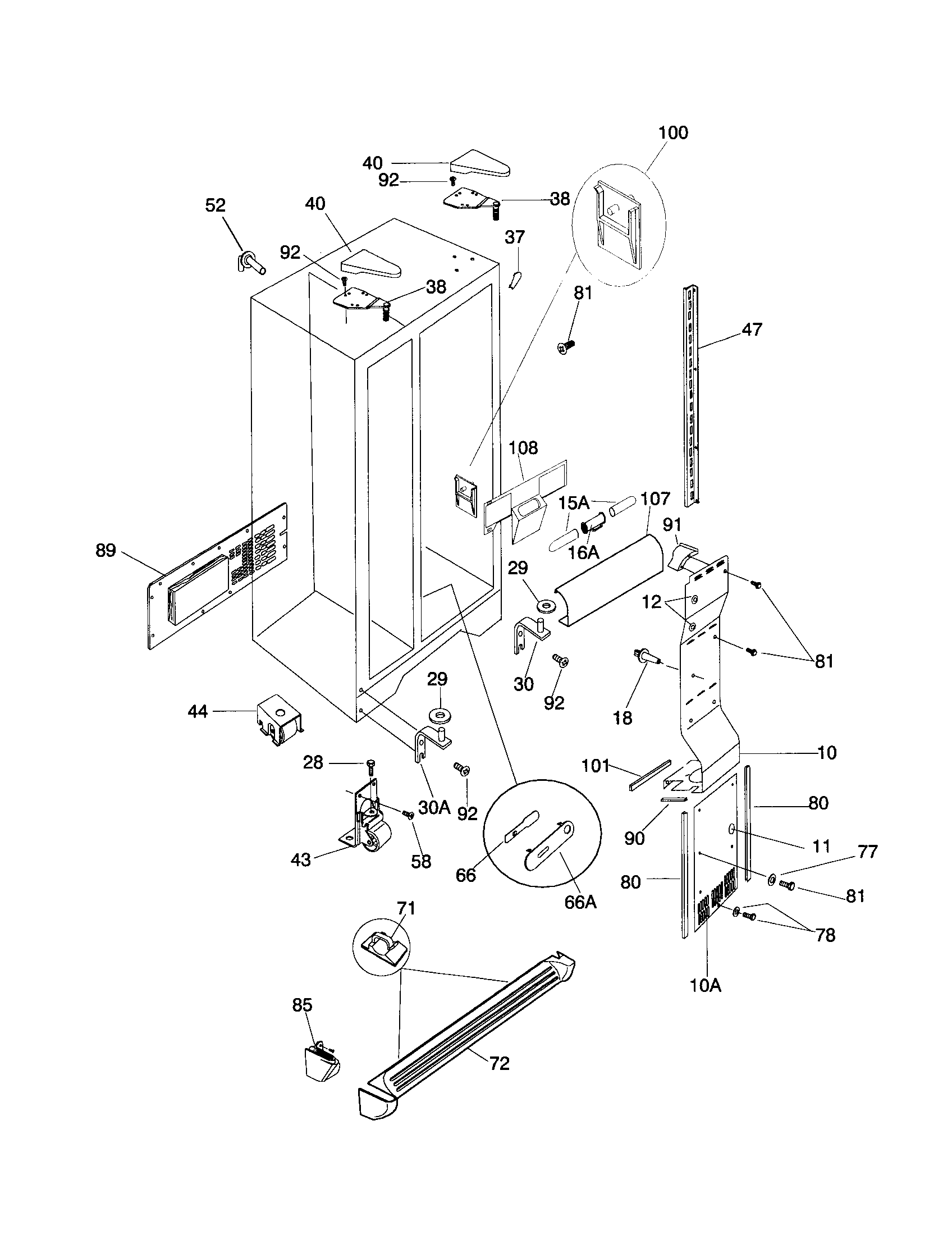 Frigidaire FRS26ZGHD1 cabinet diagram