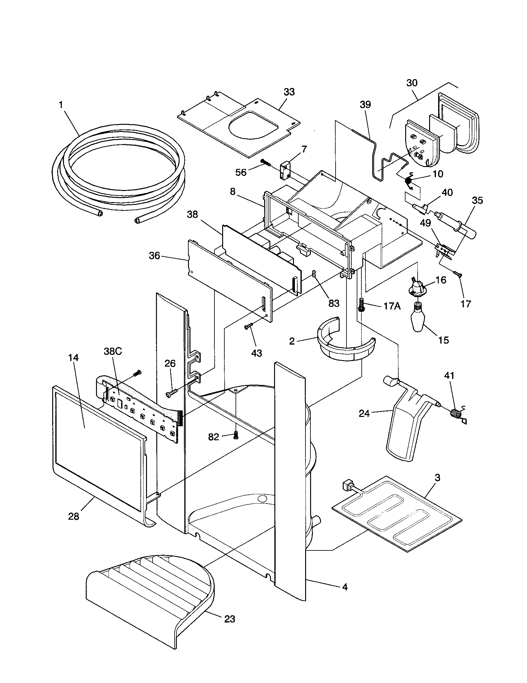 Frigidaire FRS26ZGHD1 dispenser diagram