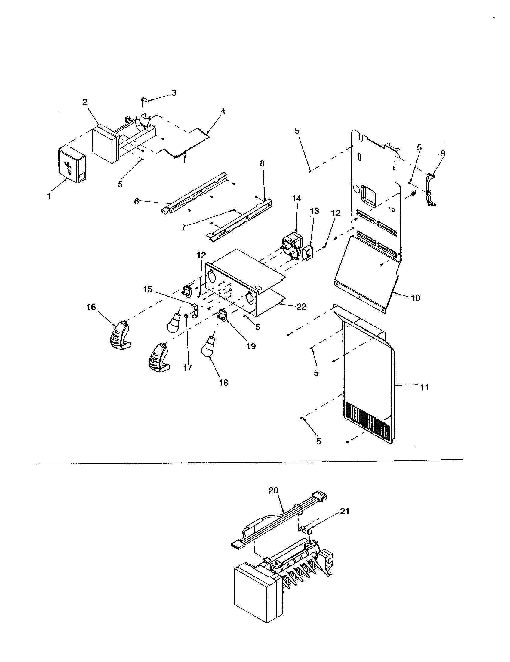 Kenmore 59651674100 auger motor ice maker diagram