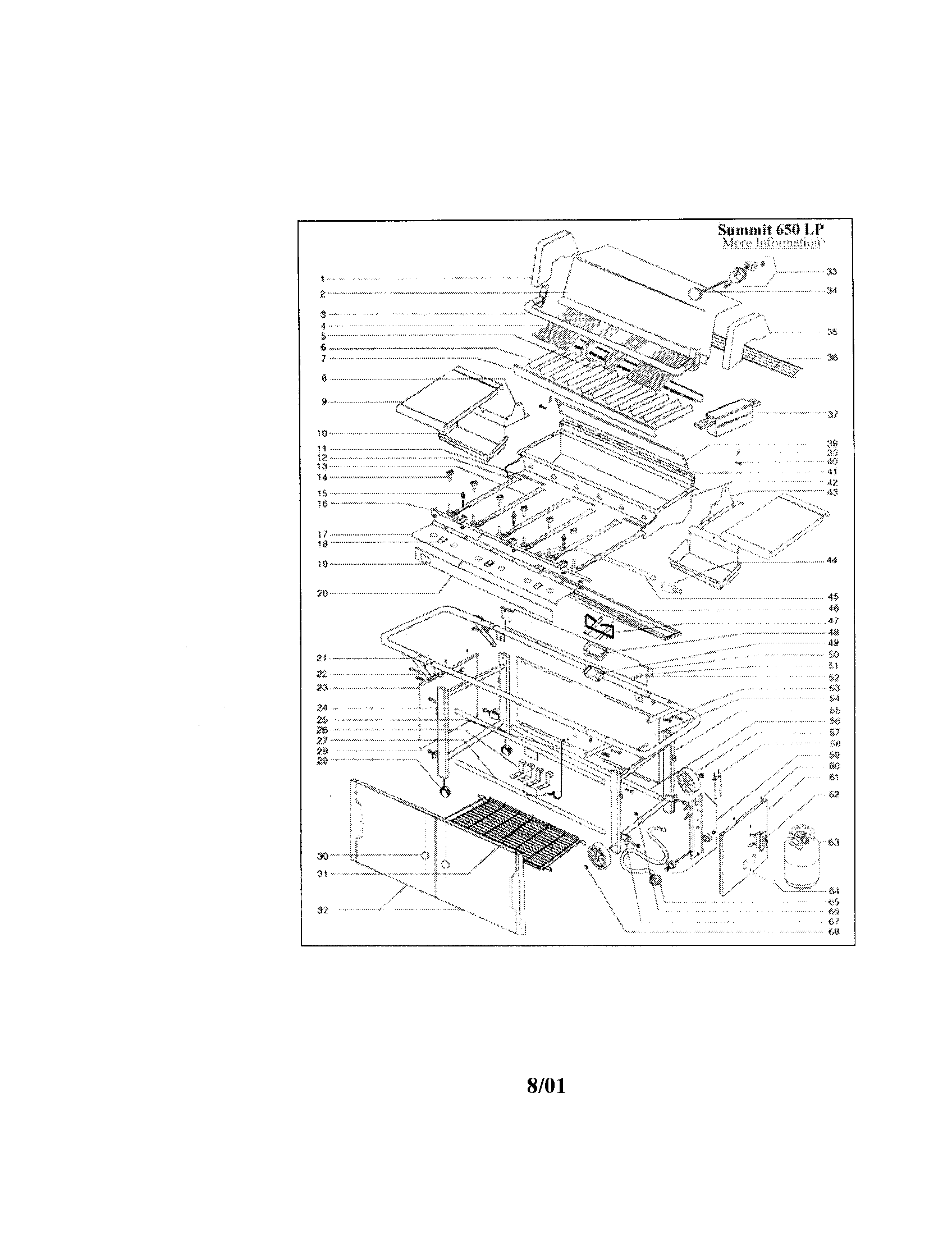 Weber SUMMIT 650 LP gas grill diagram