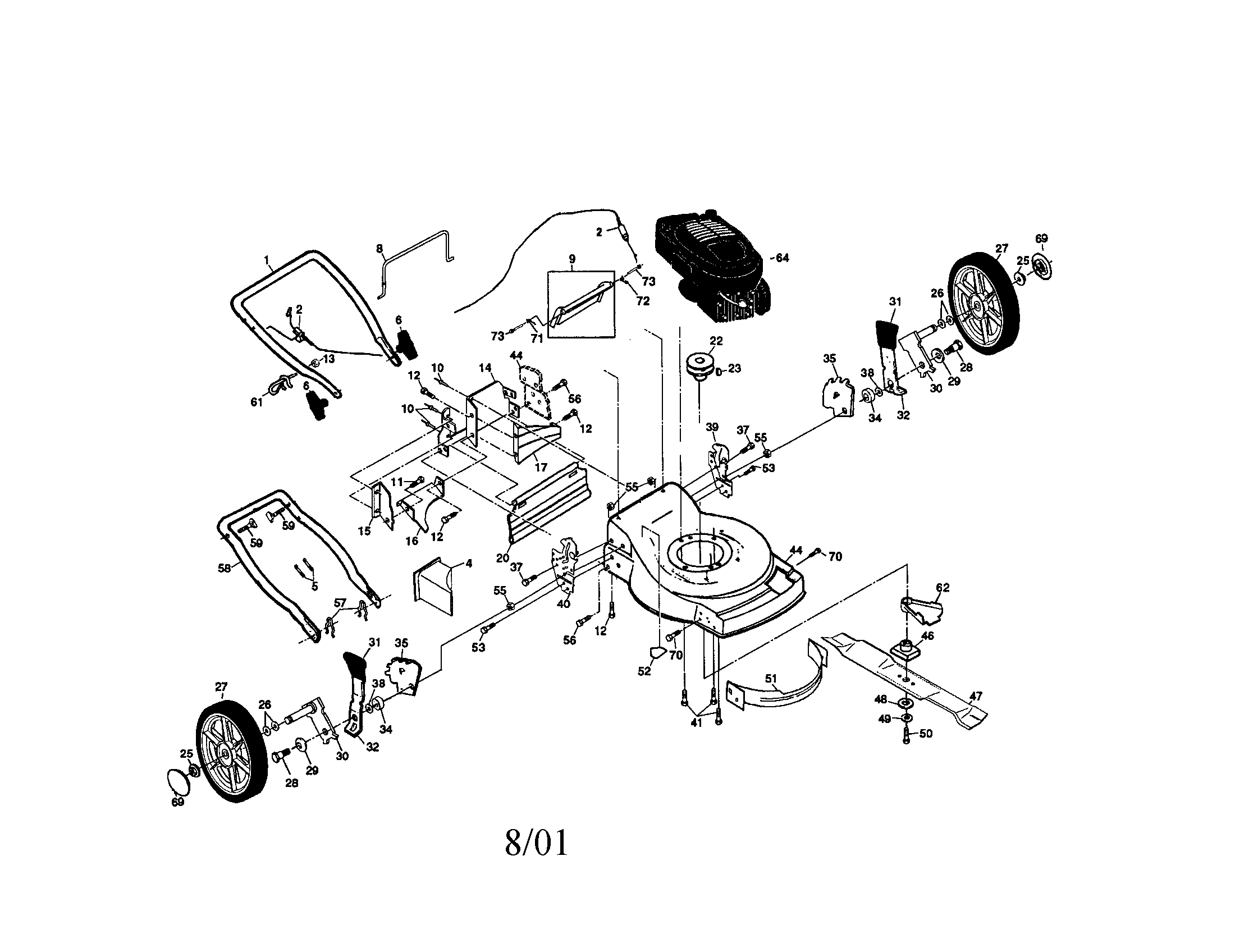 Craftsman 917377190 rotary lawn mower diagram