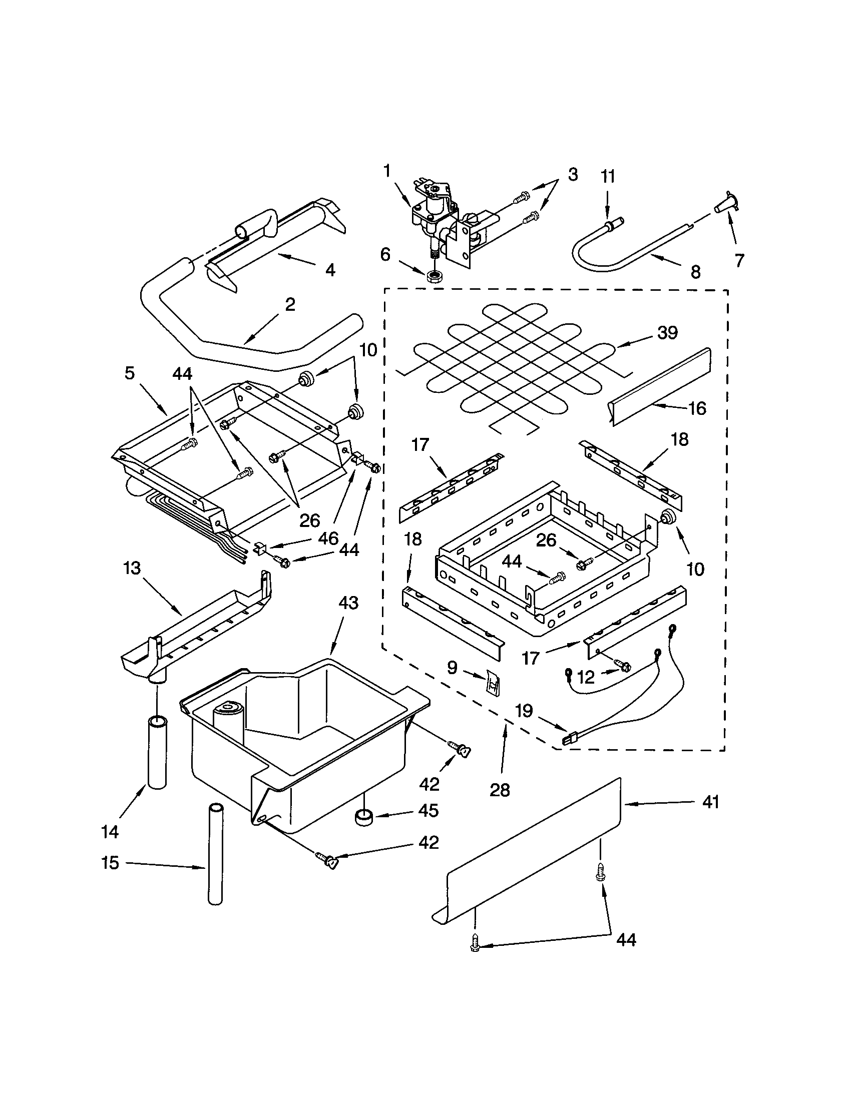 Kenmore 10689489993 evaportator/ice cutter grid/water diagram