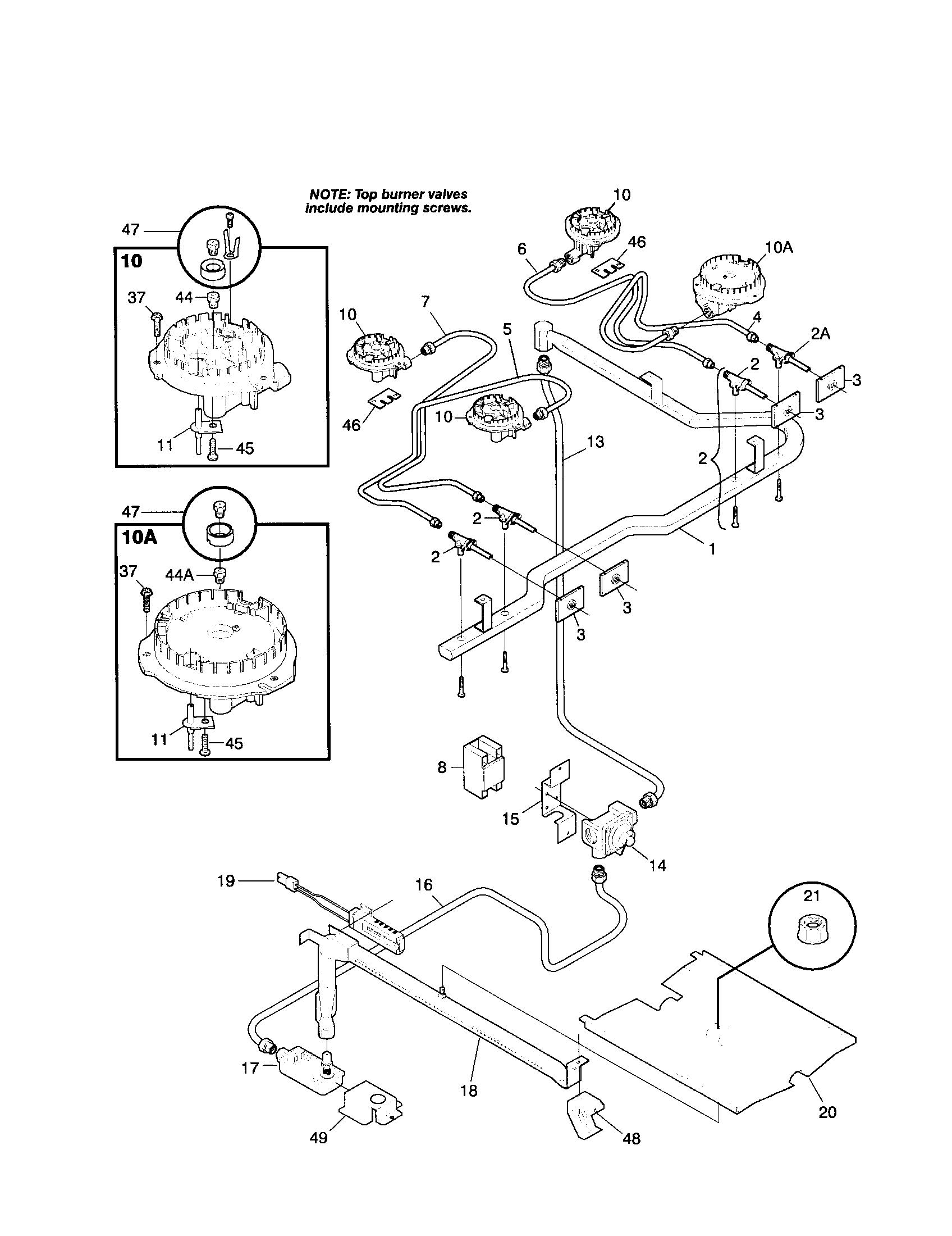 Tappan TGF336BHWA burner diagram