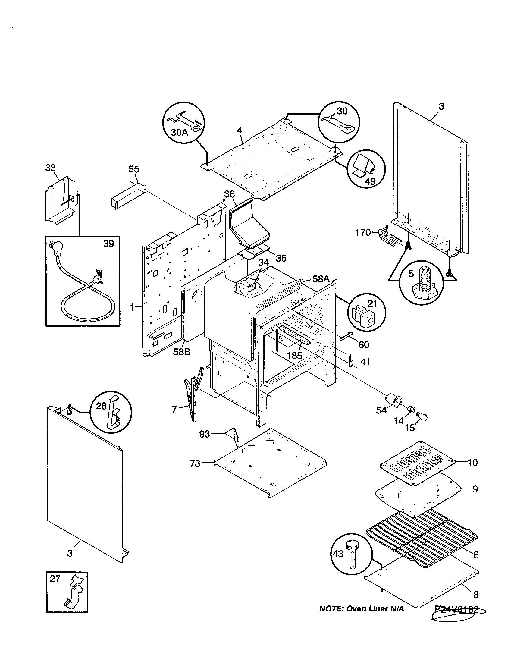 Tappan TGF336BHWA body diagram