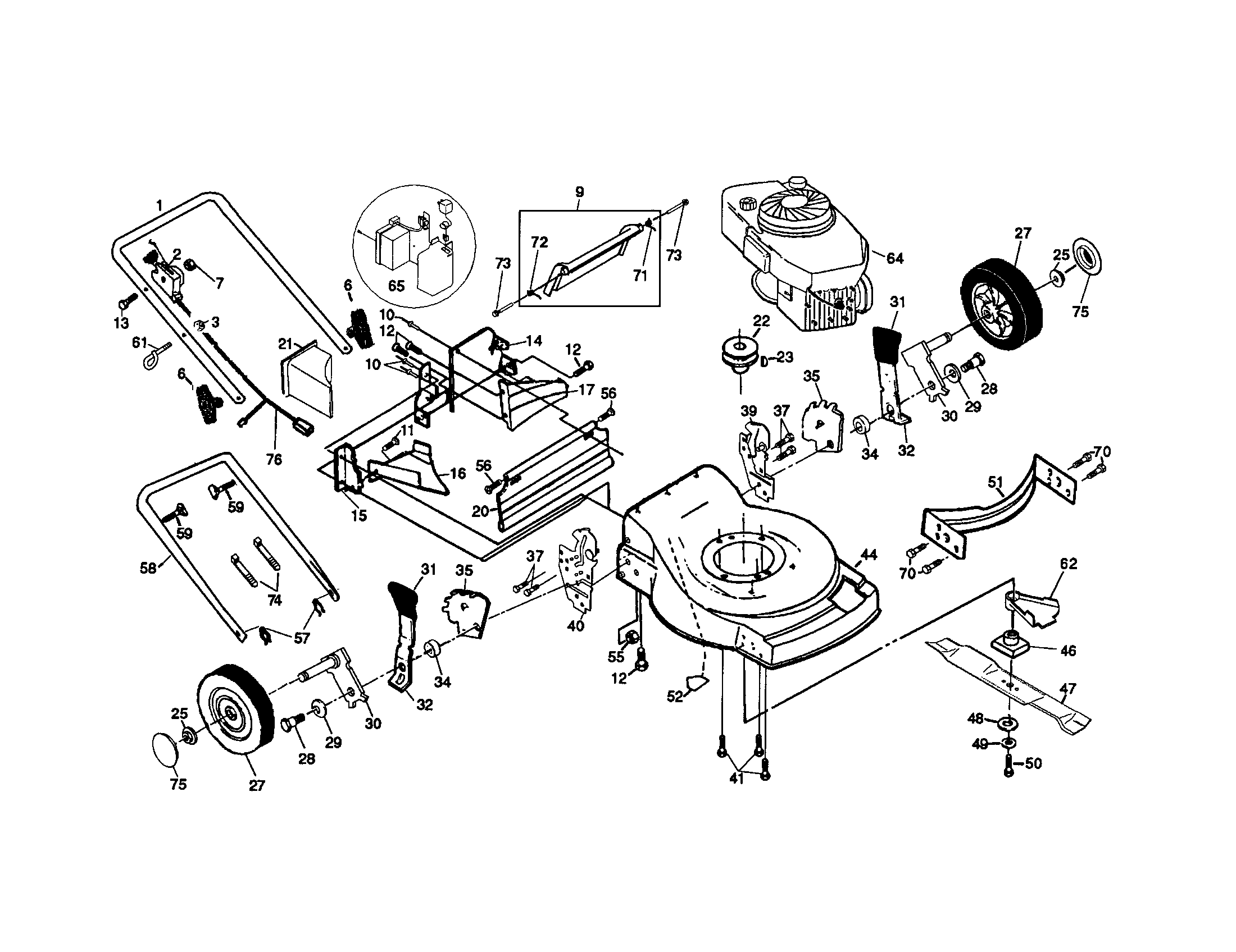 Craftsman 917379401 rotary lawn mower diagram