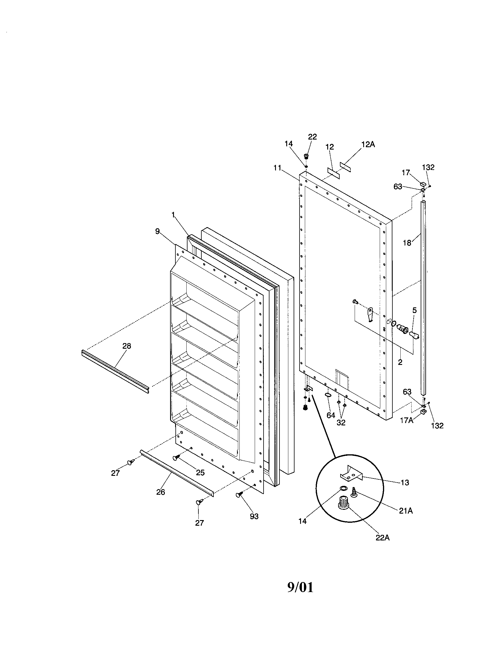 Frigidaire UL5000ECW5 door diagram