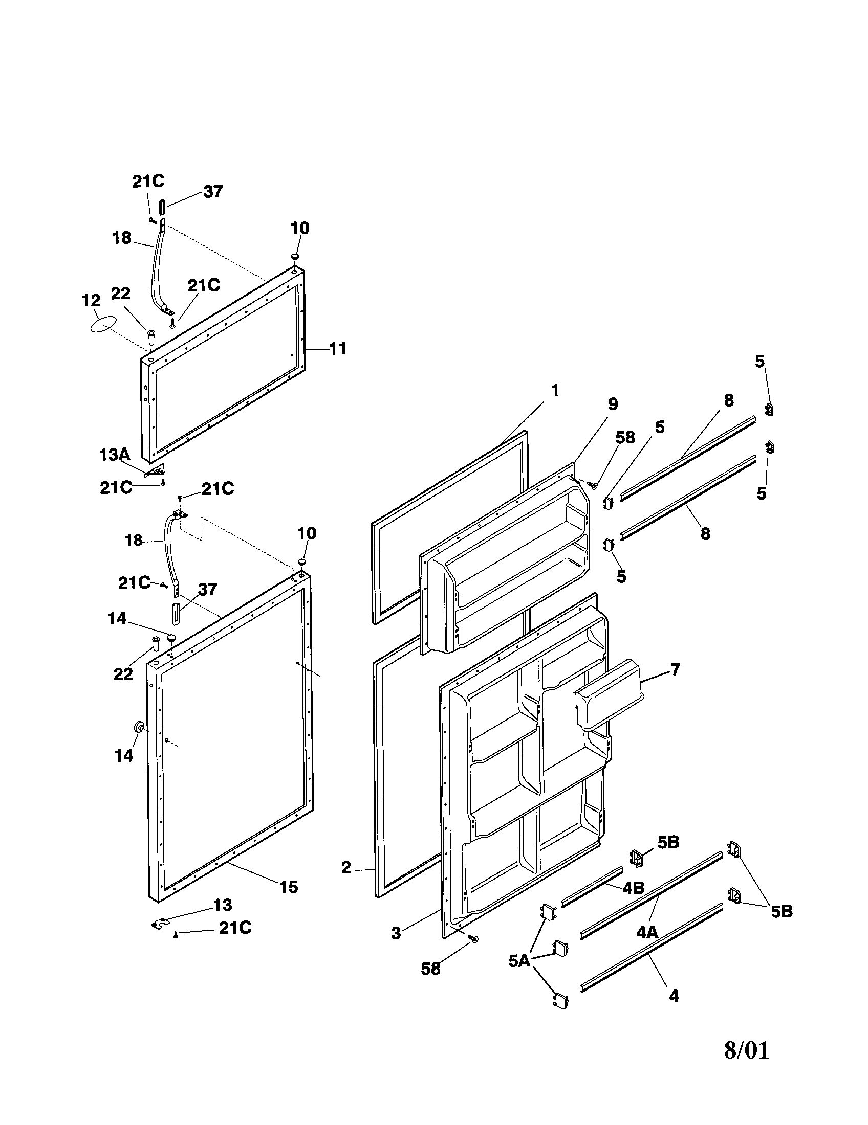 Frigidaire FRT21LRGD5 door diagram