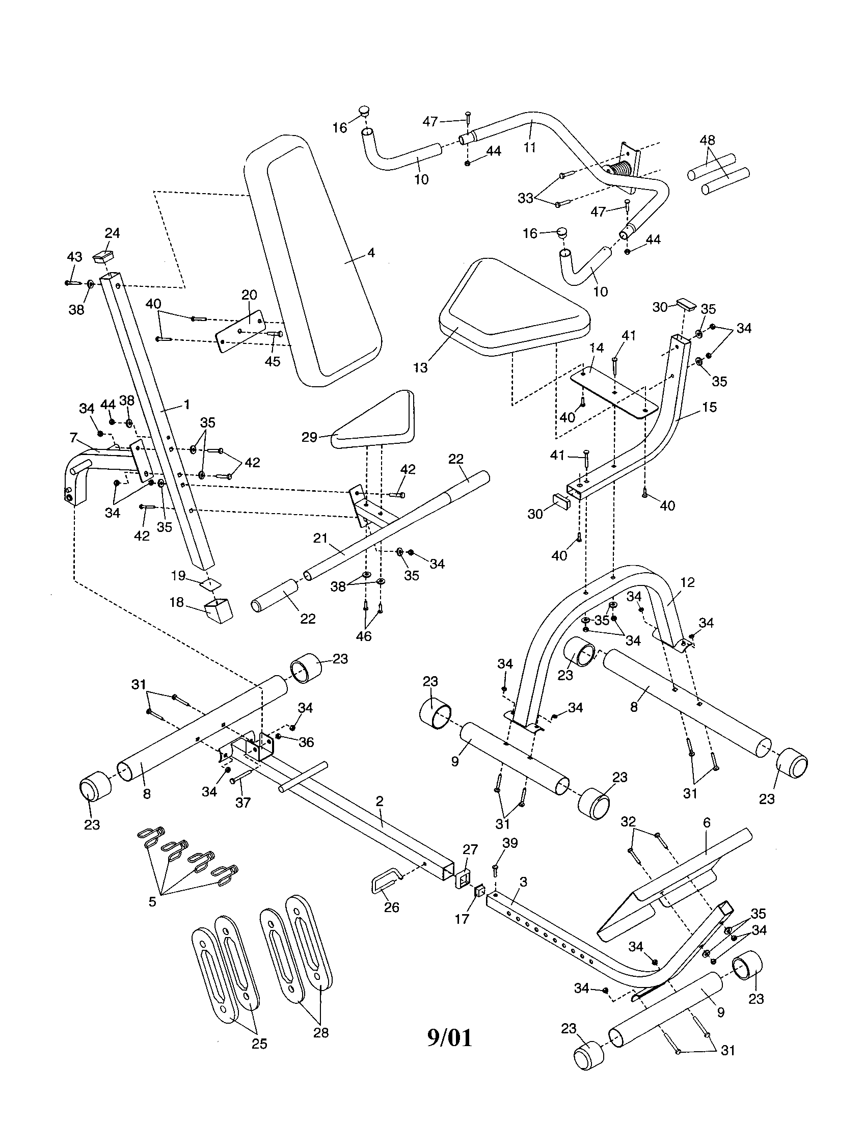 Weider 831290241 frame assembly diagram