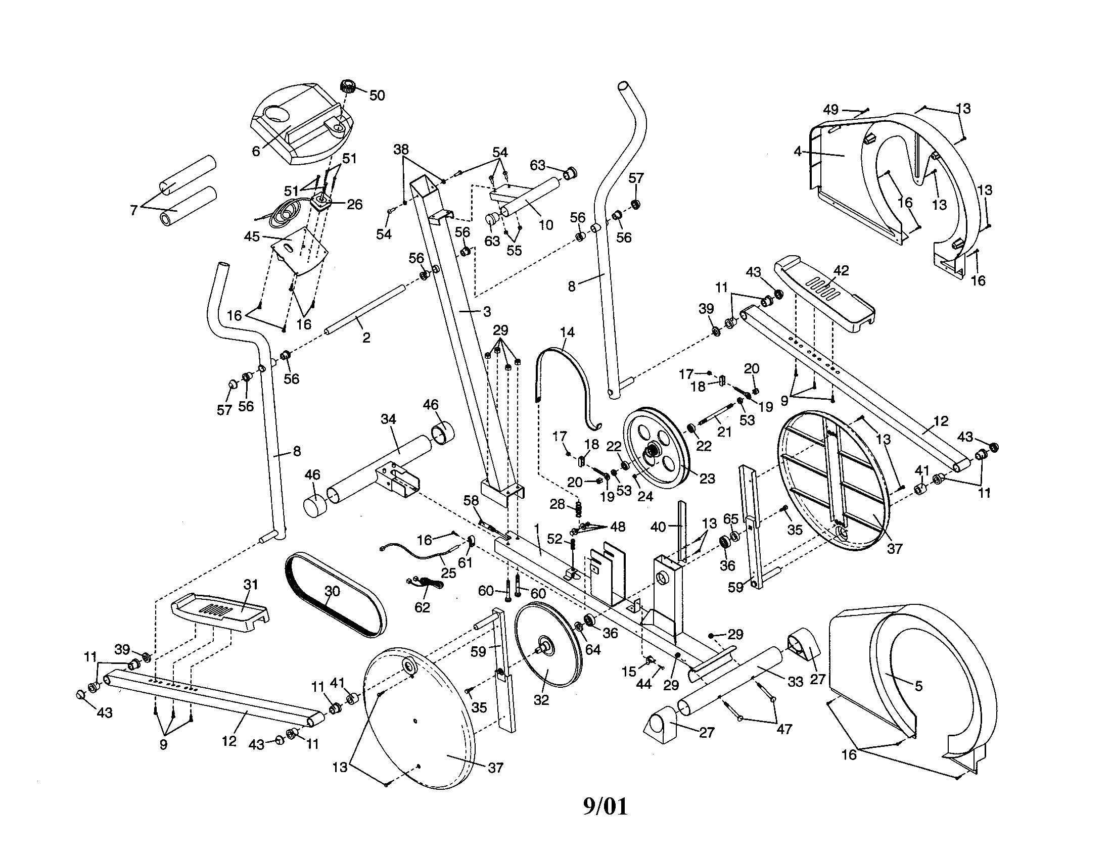 Proform PFEL28010 frame assembly diagram