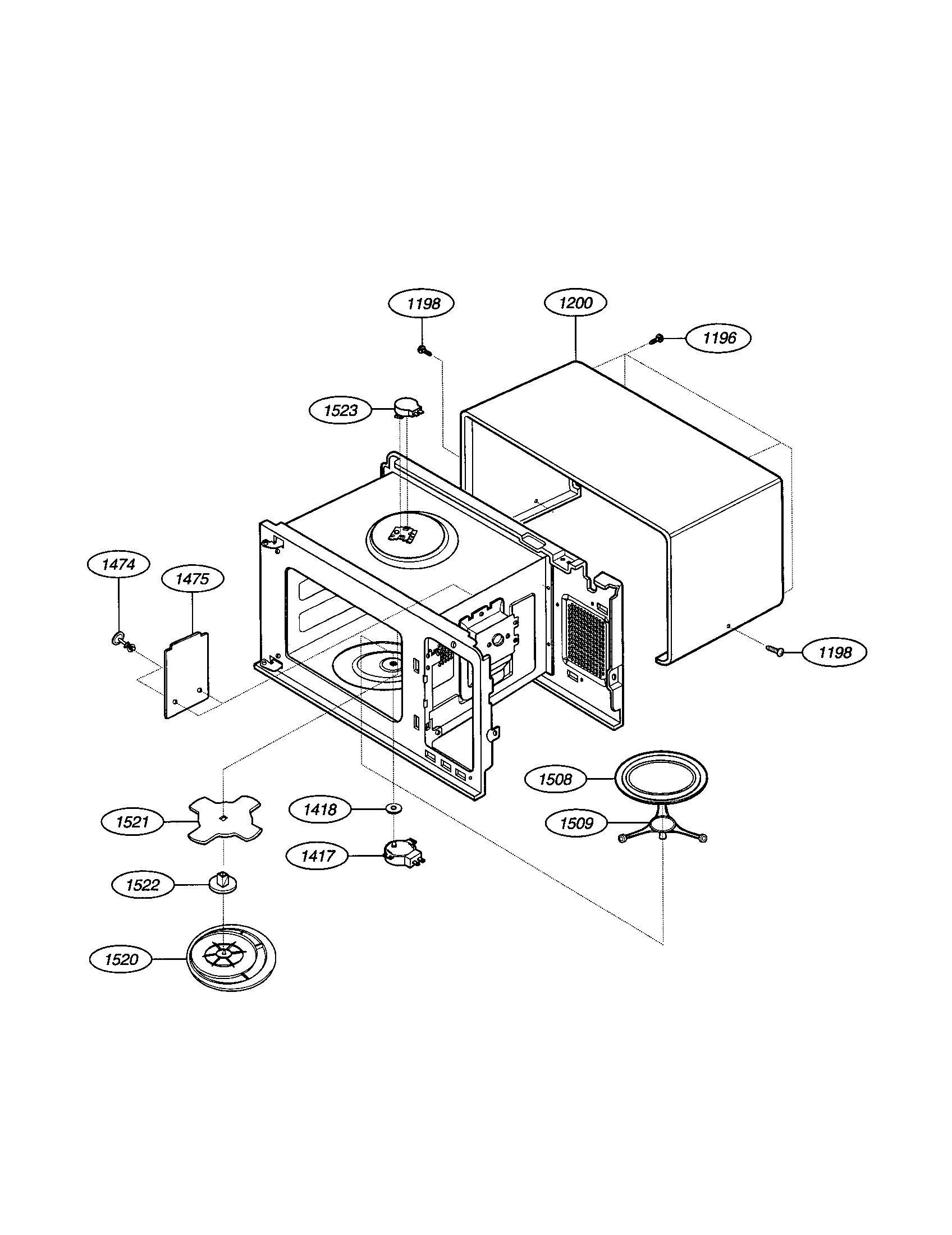 Frigidaire GLMB186KB01 oven cavity diagram