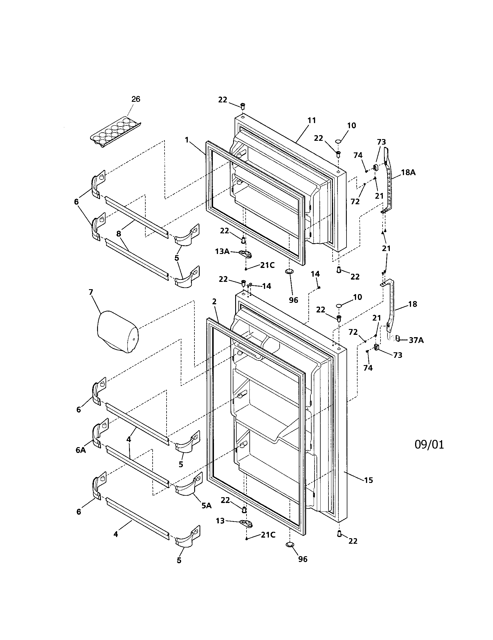 Kenmore 25331620101 door diagram