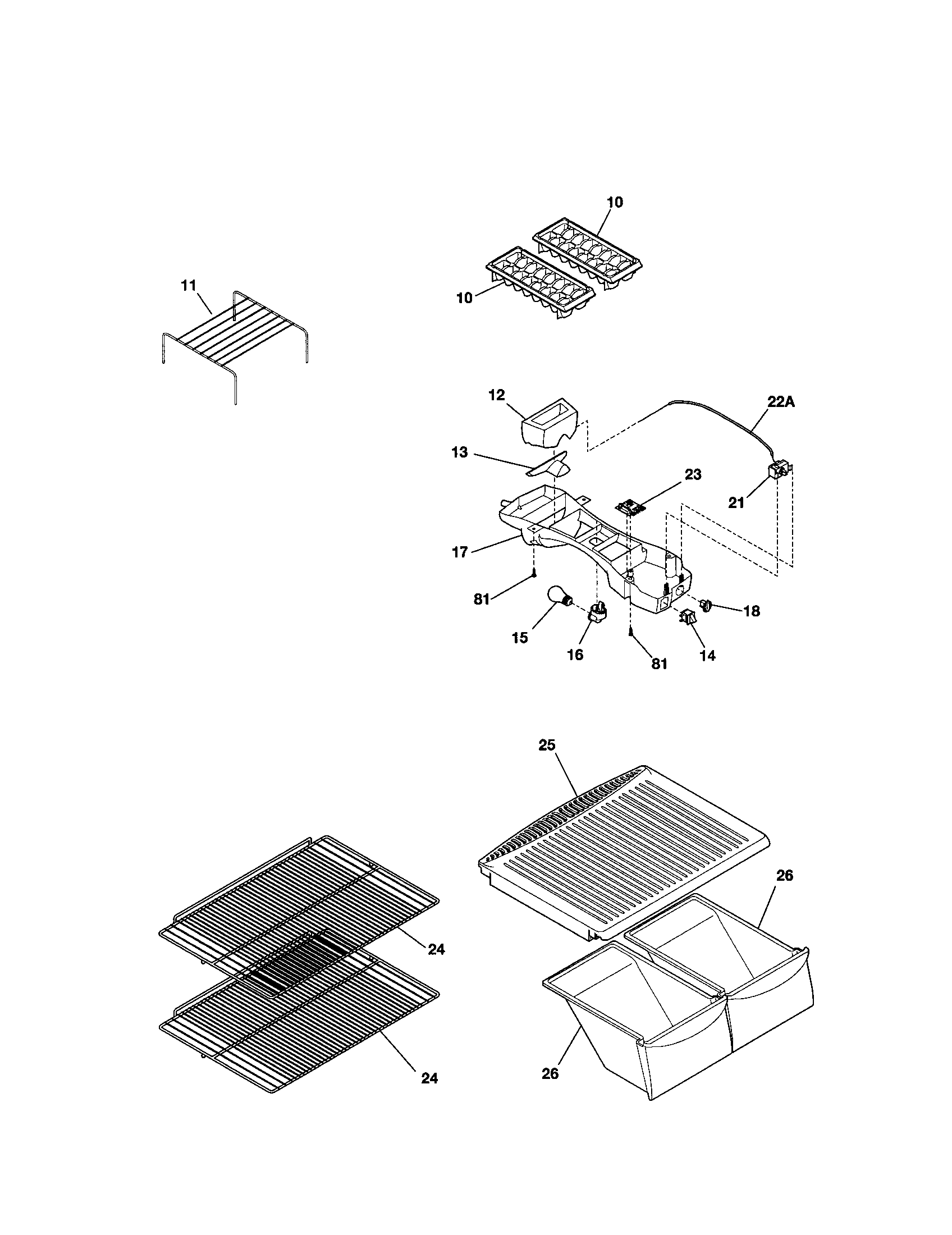 Kenmore 25331620101 shelves diagram