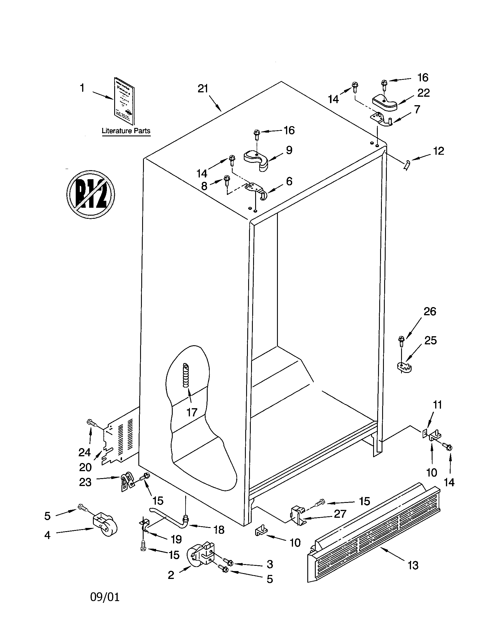 Kenmore 10650534100 cabinet diagram