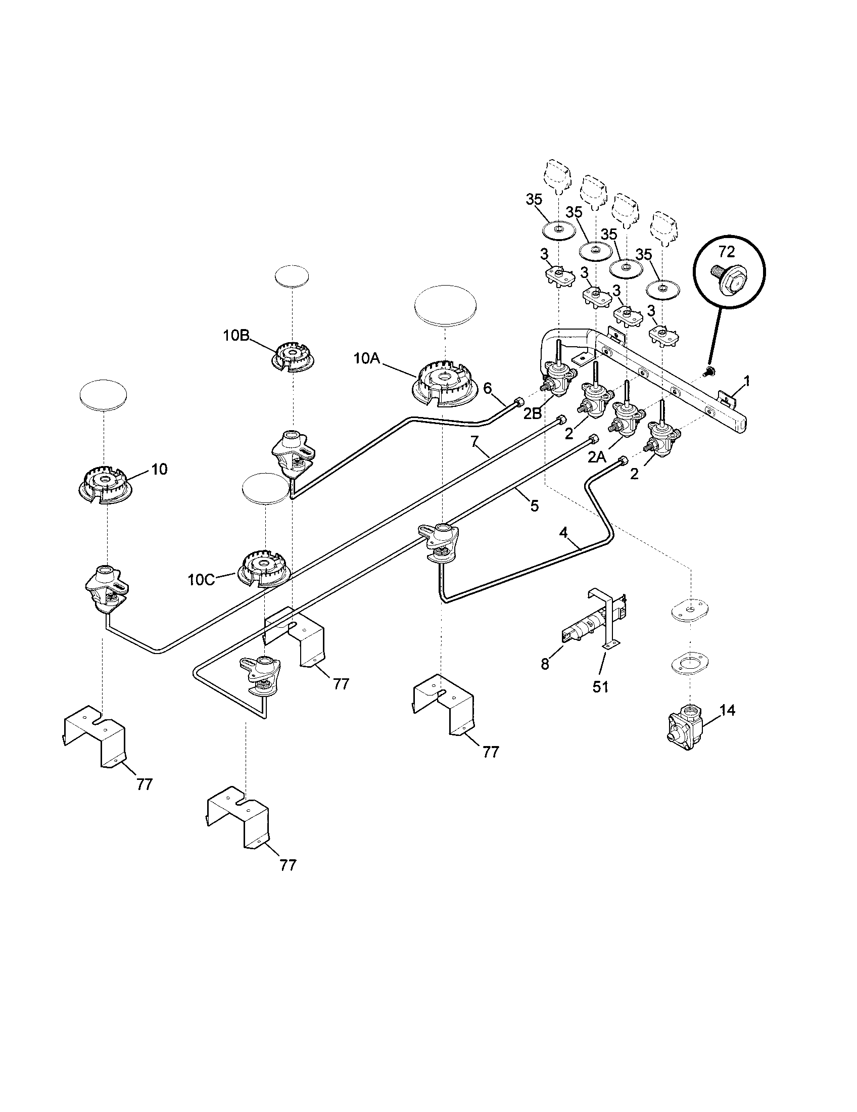 Kenmore 79033022100 burner diagram