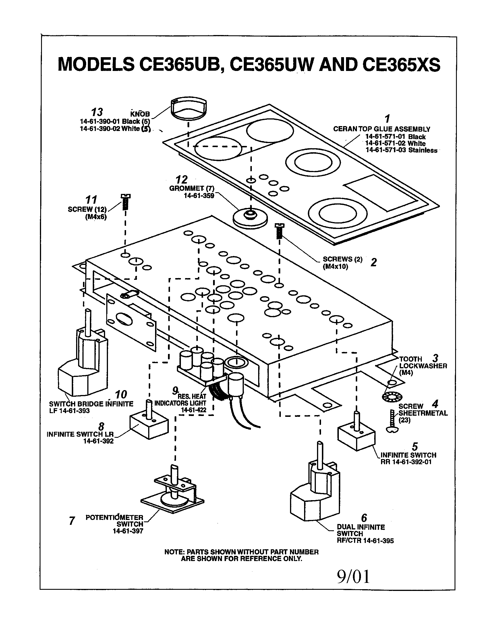 Thermador CE365UB ceran top diagram