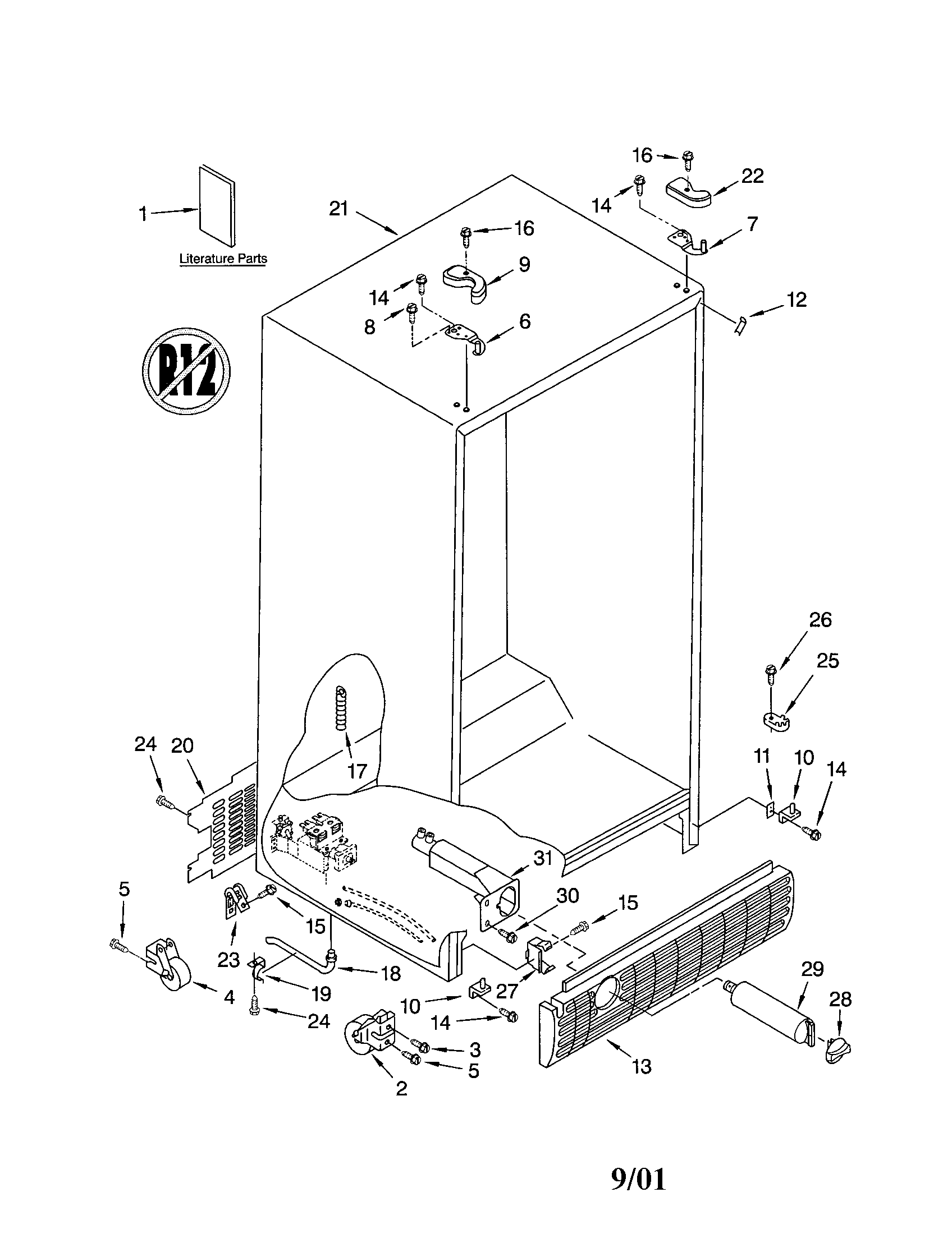 Kenmore 10652524100 cabinet diagram