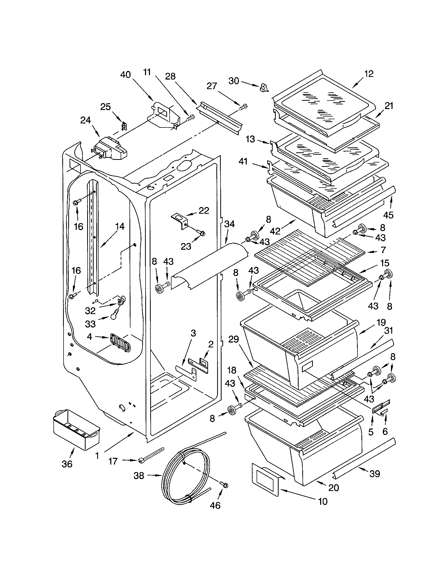 Kenmore 10652524100 refrigerator liner diagram