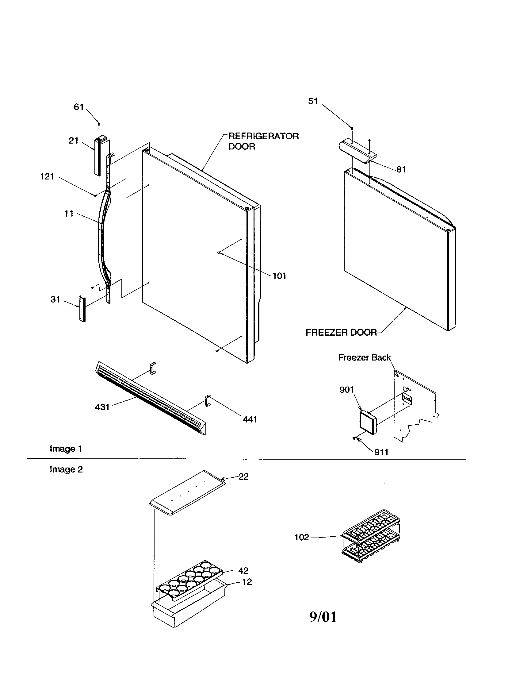 Amana BX21V2W-P1325032WW door handles and accessories diagram
