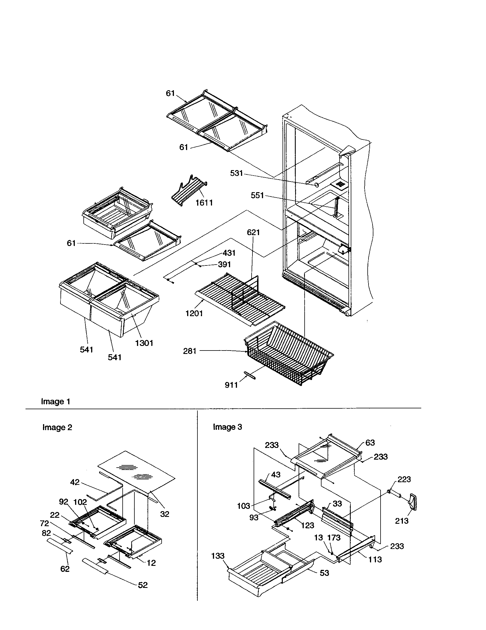 Amana BX21V2W-P1325032WW shelving diagram