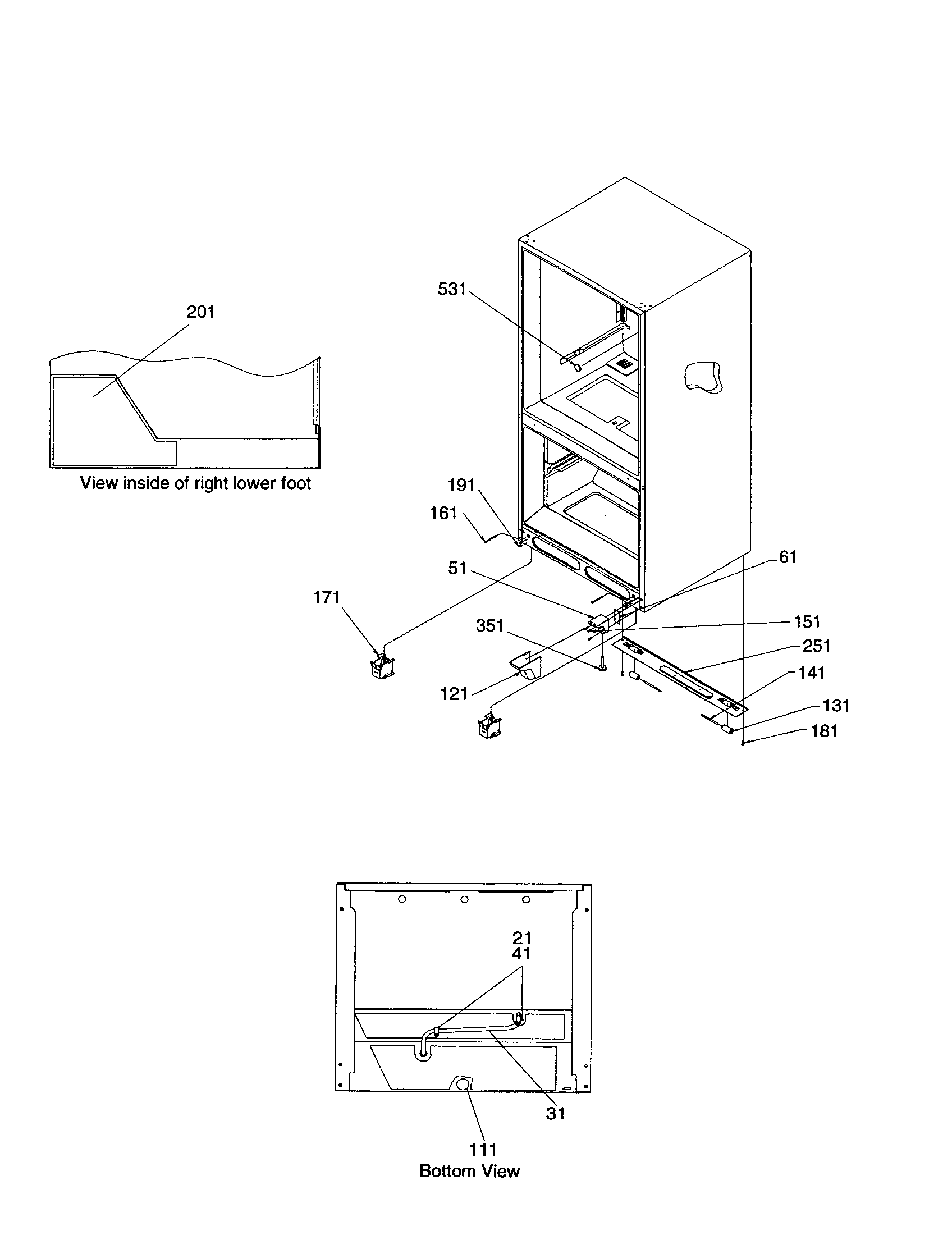 Amana BX21V2W-P1325032WW insulation and rollers diagram